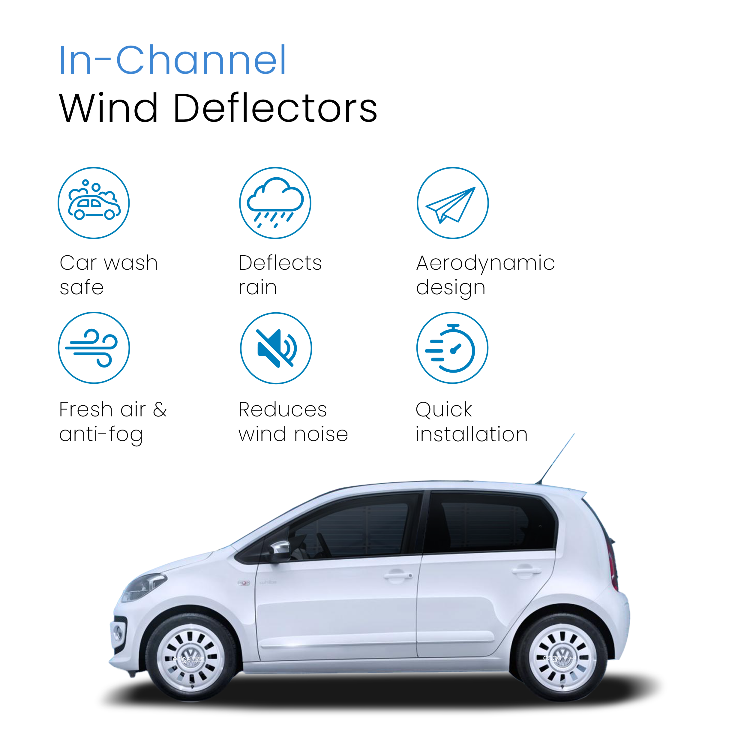 VW Up MK1 2012-2023 5 Door Hatchback Wind Deflectors 2pc