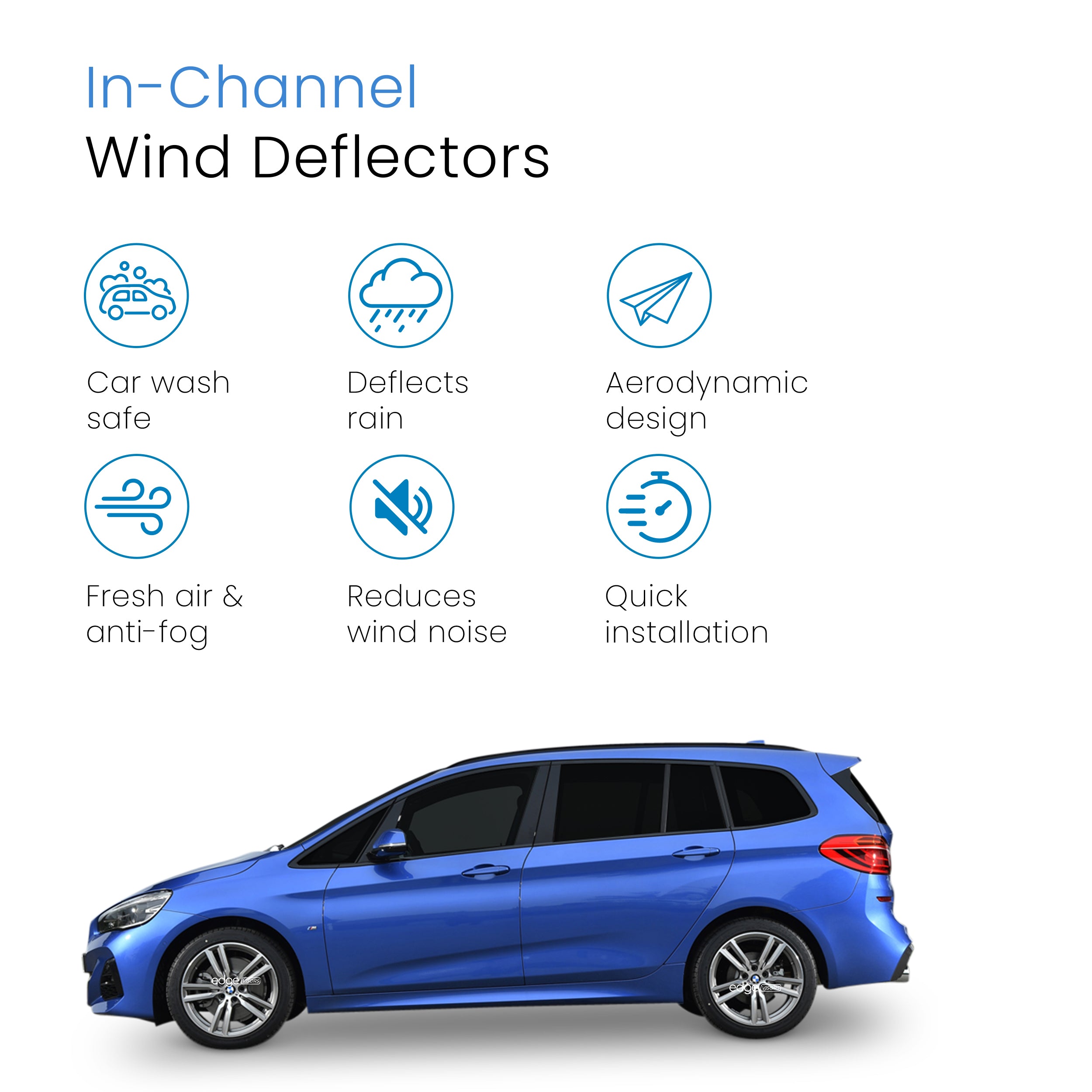 BMW 2 Series F46 2014-2021 5 Door Gran Tourer Wind Deflectors 4pc