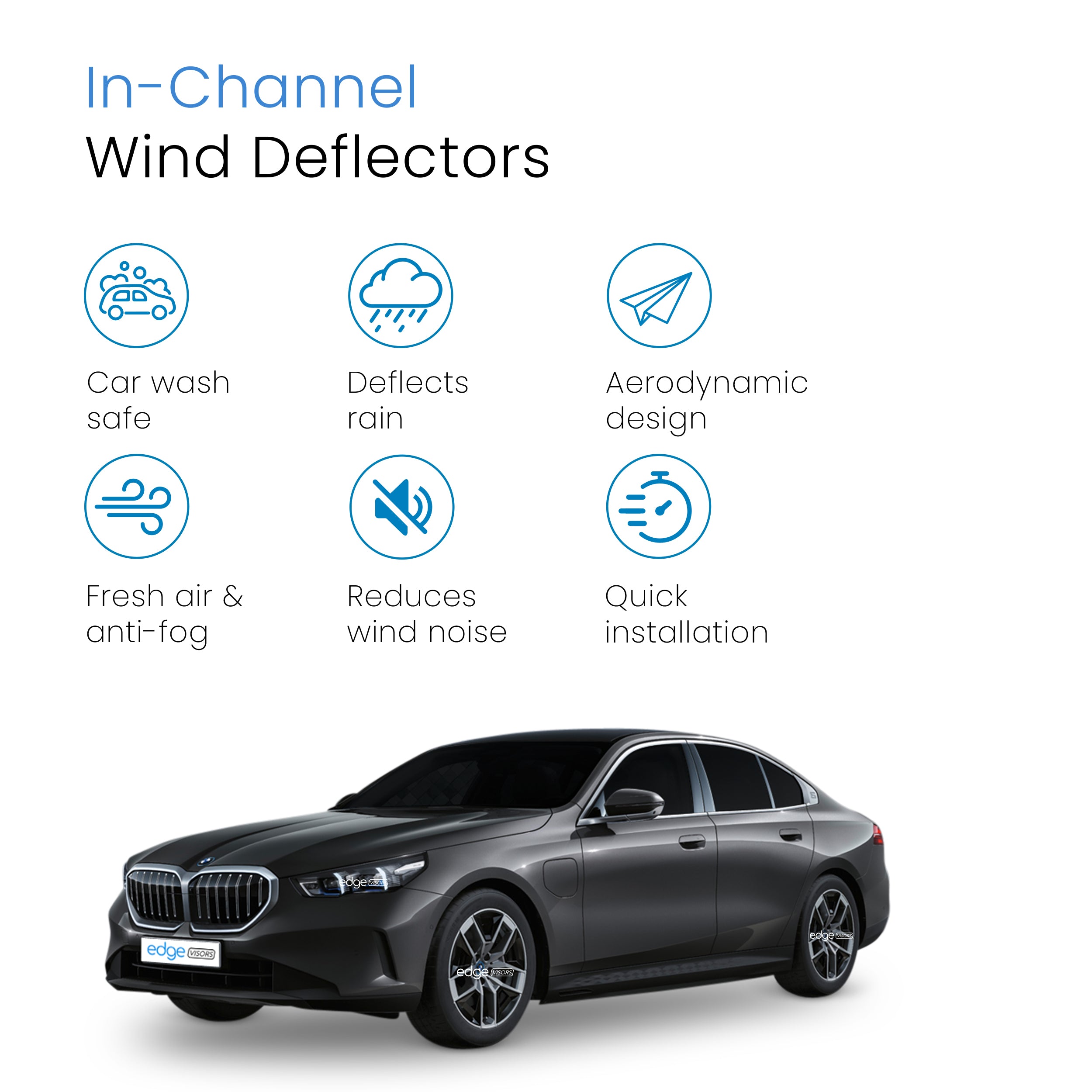BMW 5 Series i5 G60 2023-Onwards 4 Door Saloon Wind Deflectors 4pc
