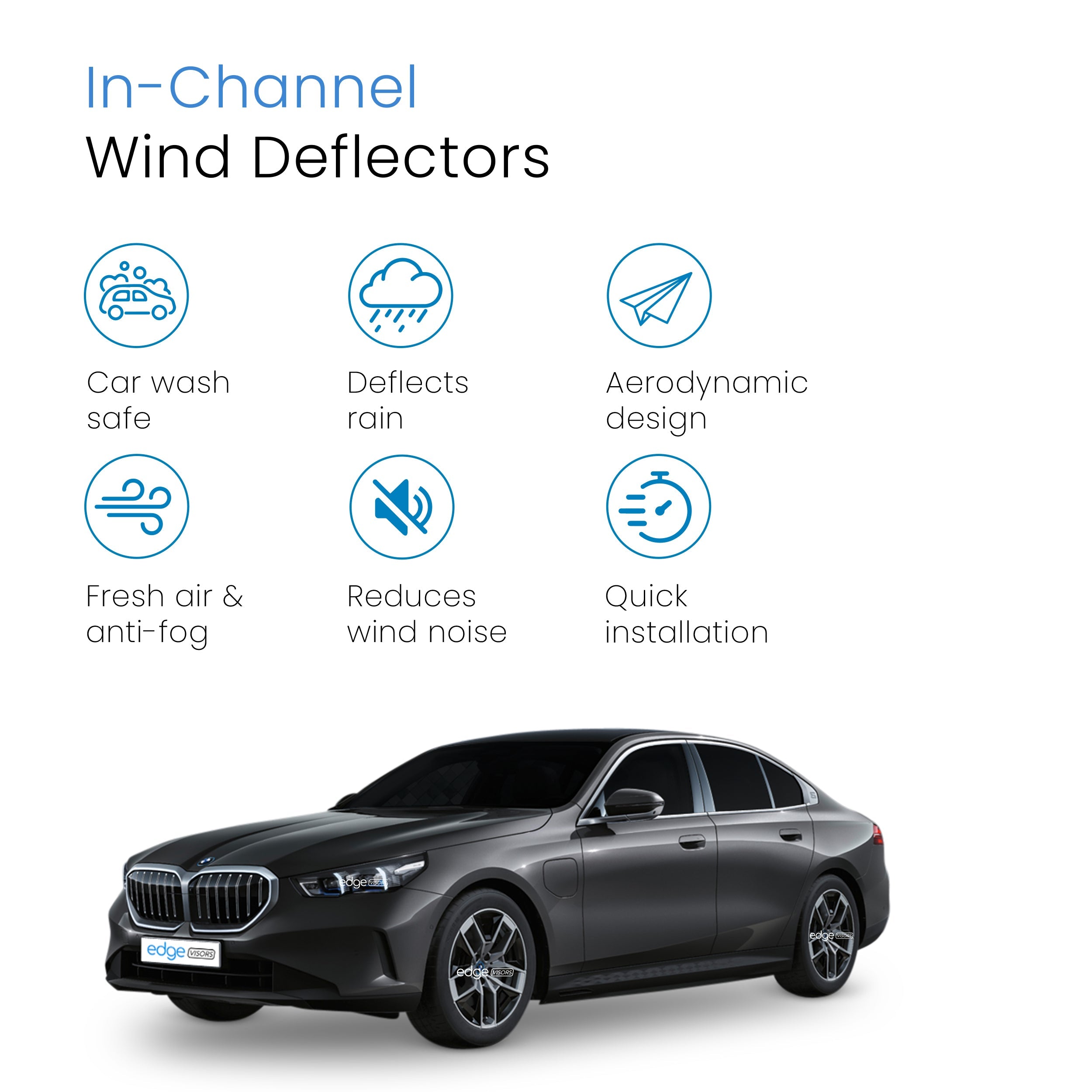 BMW 5 Series G60 2023-Onwards 4 Door Saloon Wind Deflectors 4pc