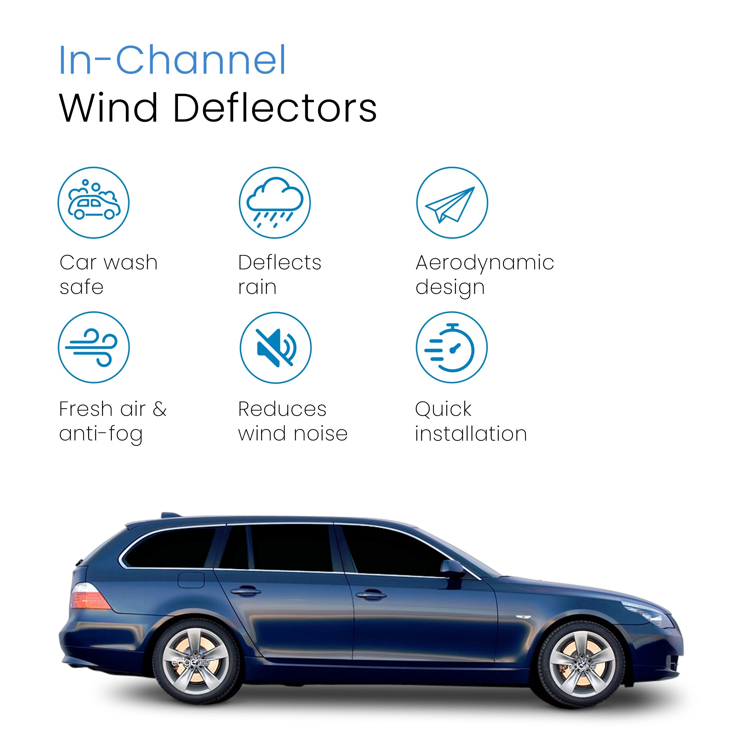 BMW 5 Series E61 Touring 2004-2010 5 Door Estate Wind Deflectors 4pc