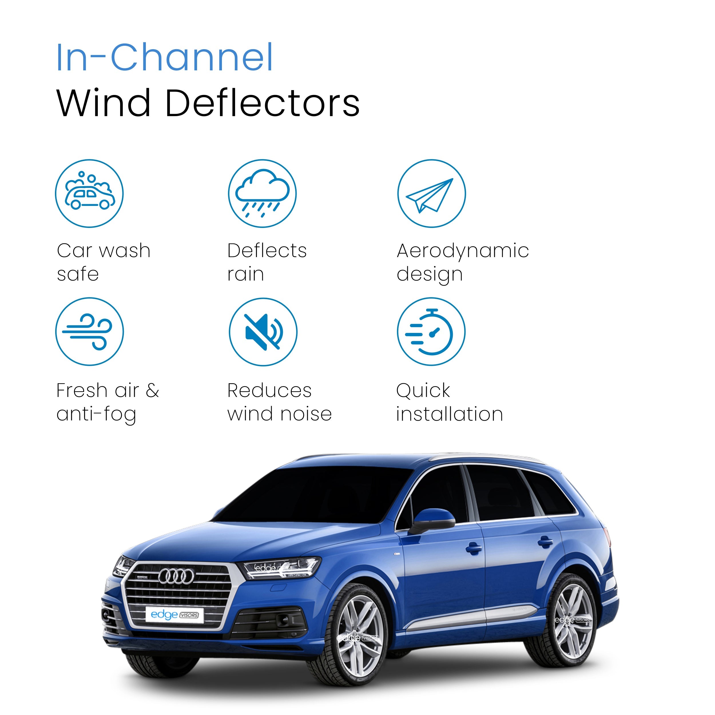 Audi Q7 MK2 2015-Onwards 5 Door SUV Wind Deflectors 4pc