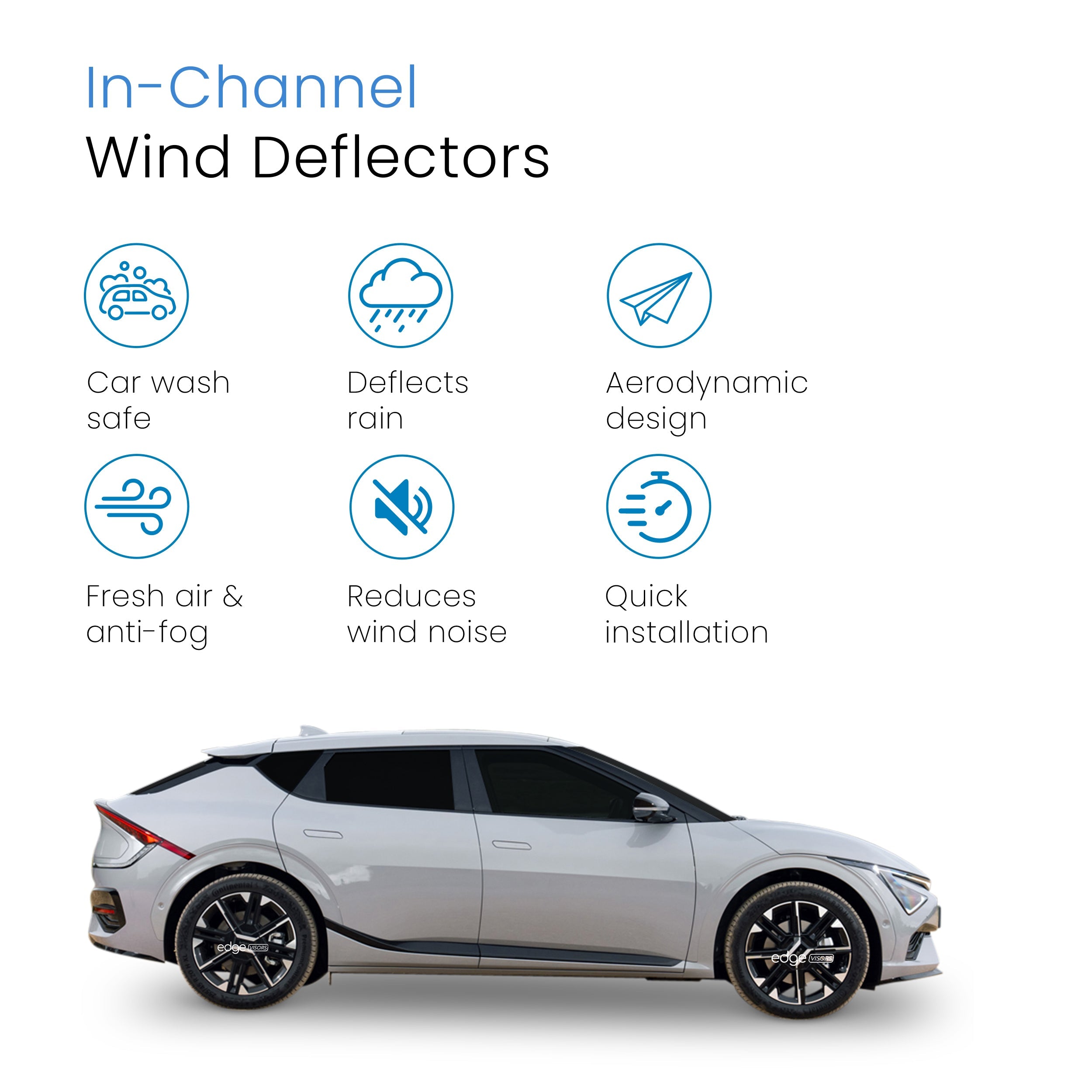 Kia EV6 MK1 2021-Onwards 5 Door SUV Wind Deflectors 4pc