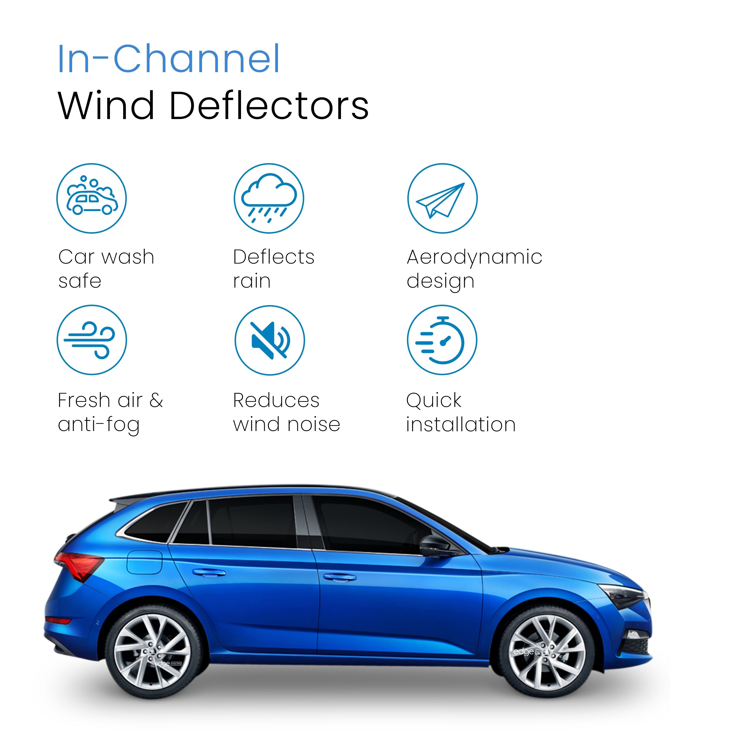 Skoda Scala MK1 2019-Onwards 5 Door Hatchback Wind Deflectors 4pc