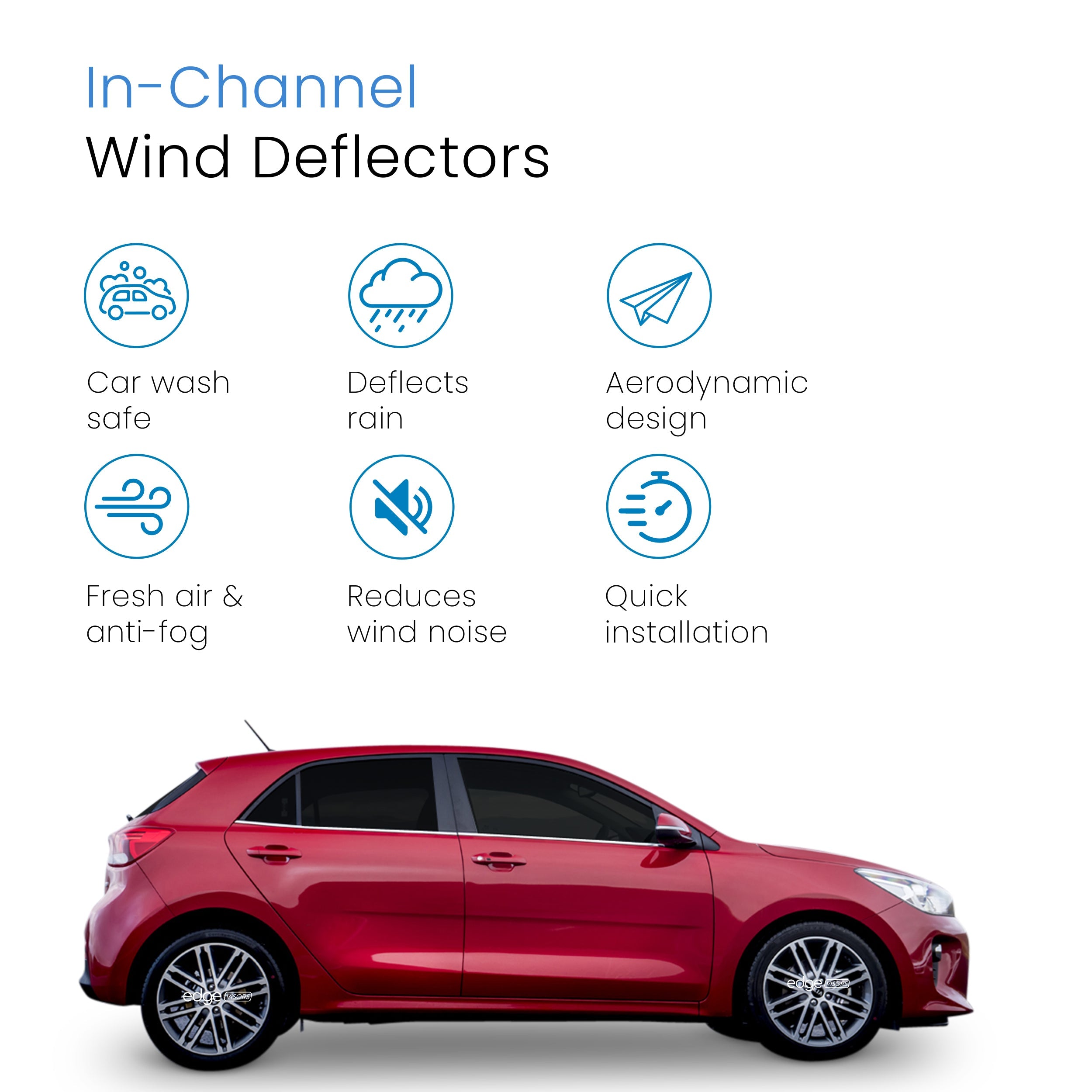 Kia Rio MK4 2018-2023 5 Door Hatchback Wind Deflectors 4pc