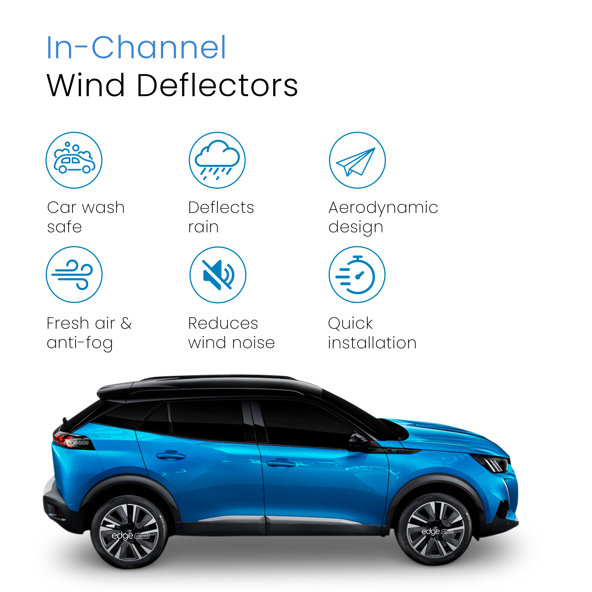 Peugeot 2008 MK2 2019-Onwards 5 Door SUV Wind Deflectors 4pc
