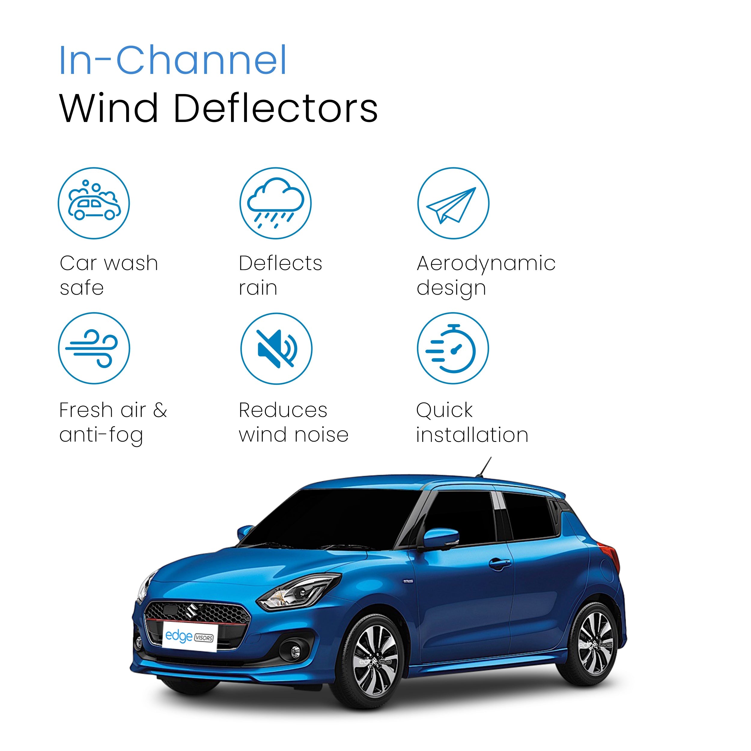 Suzuki Swift MK4 2017-2023 5 Door Hatchback Wind Deflectors 4pc