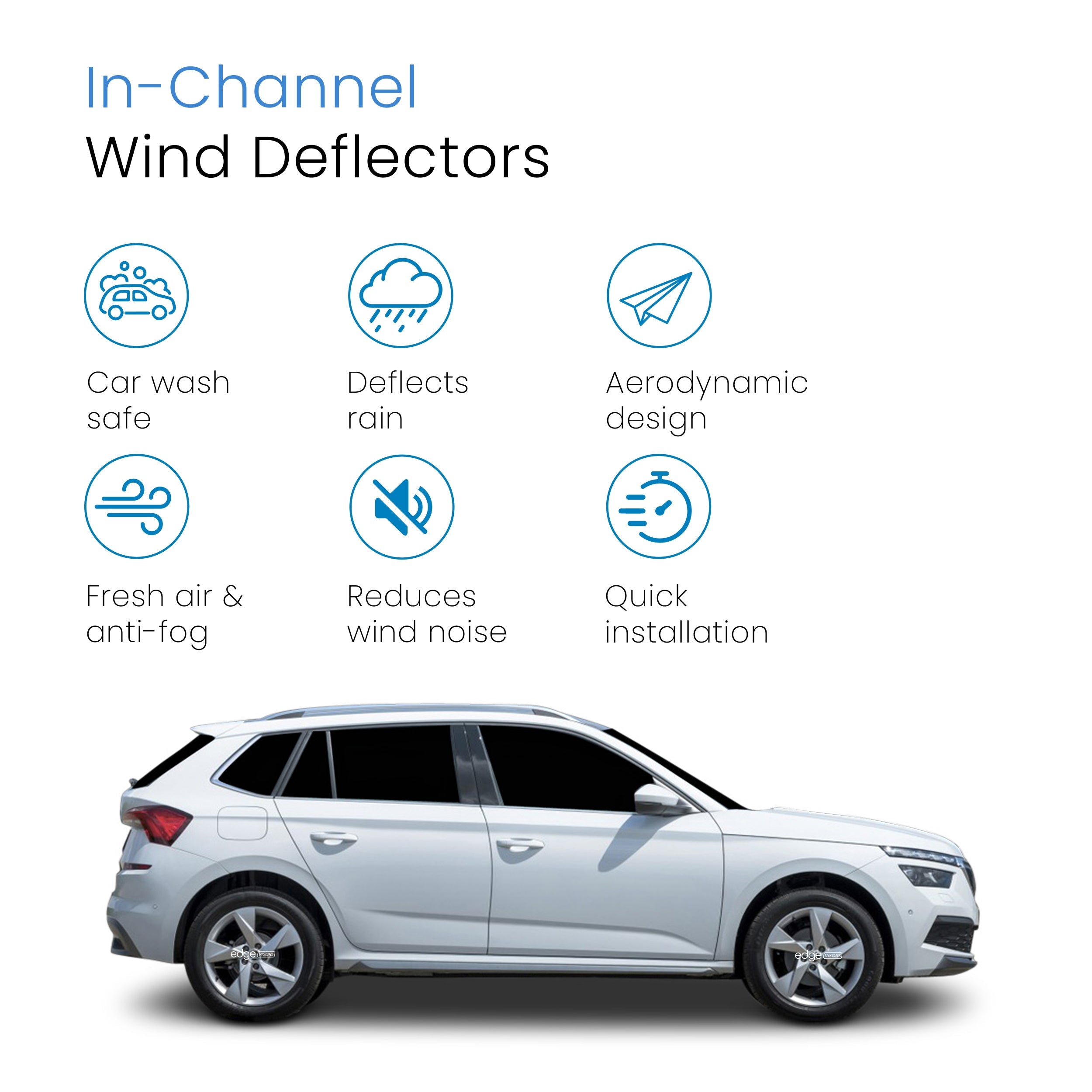 Skoda Kamiq MK1 2019-Onwards 5 Door SUV Wind Deflectors 4pc