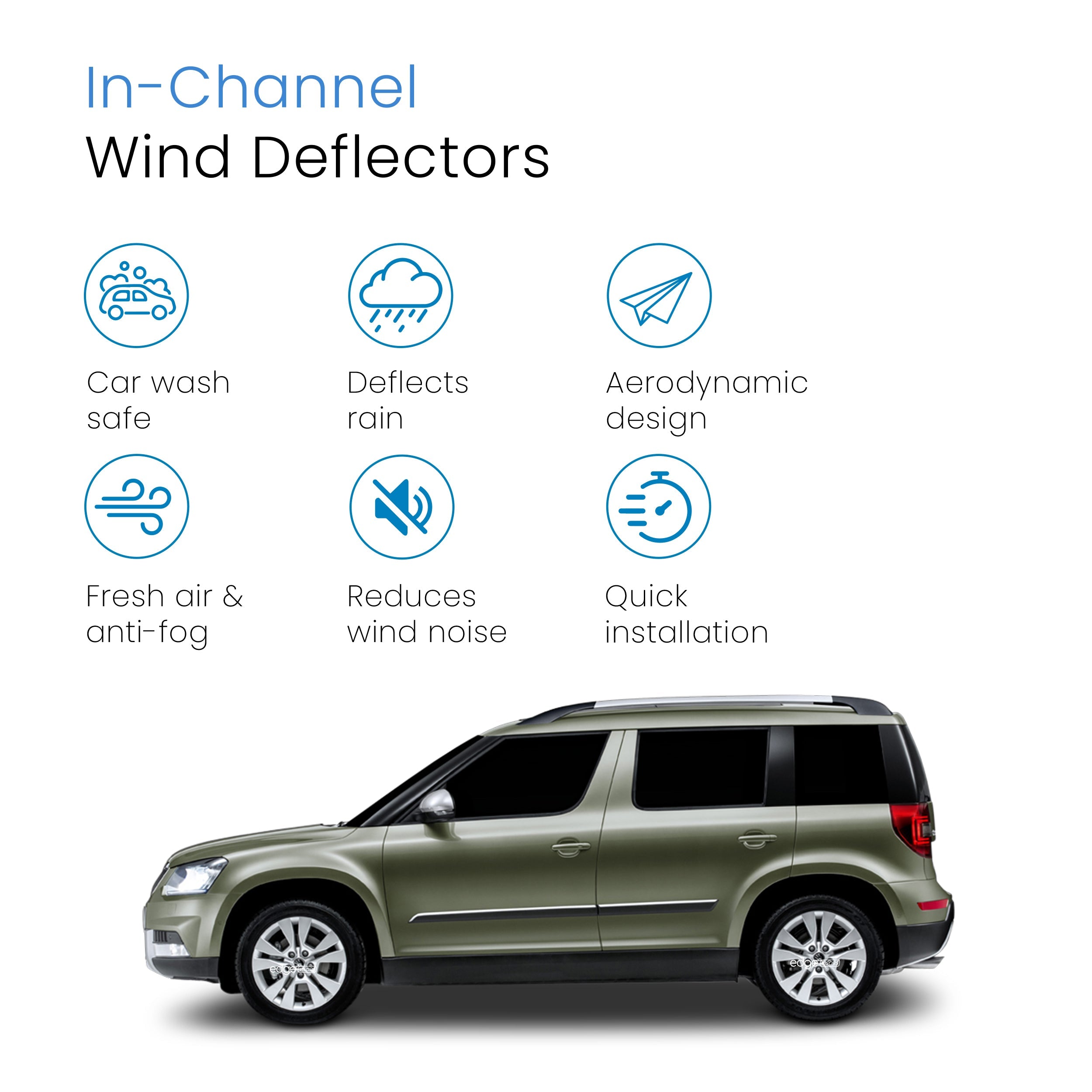 Skoda Yeti MK1 2009-2017 5 Door SUV Wind Deflectors 4pc