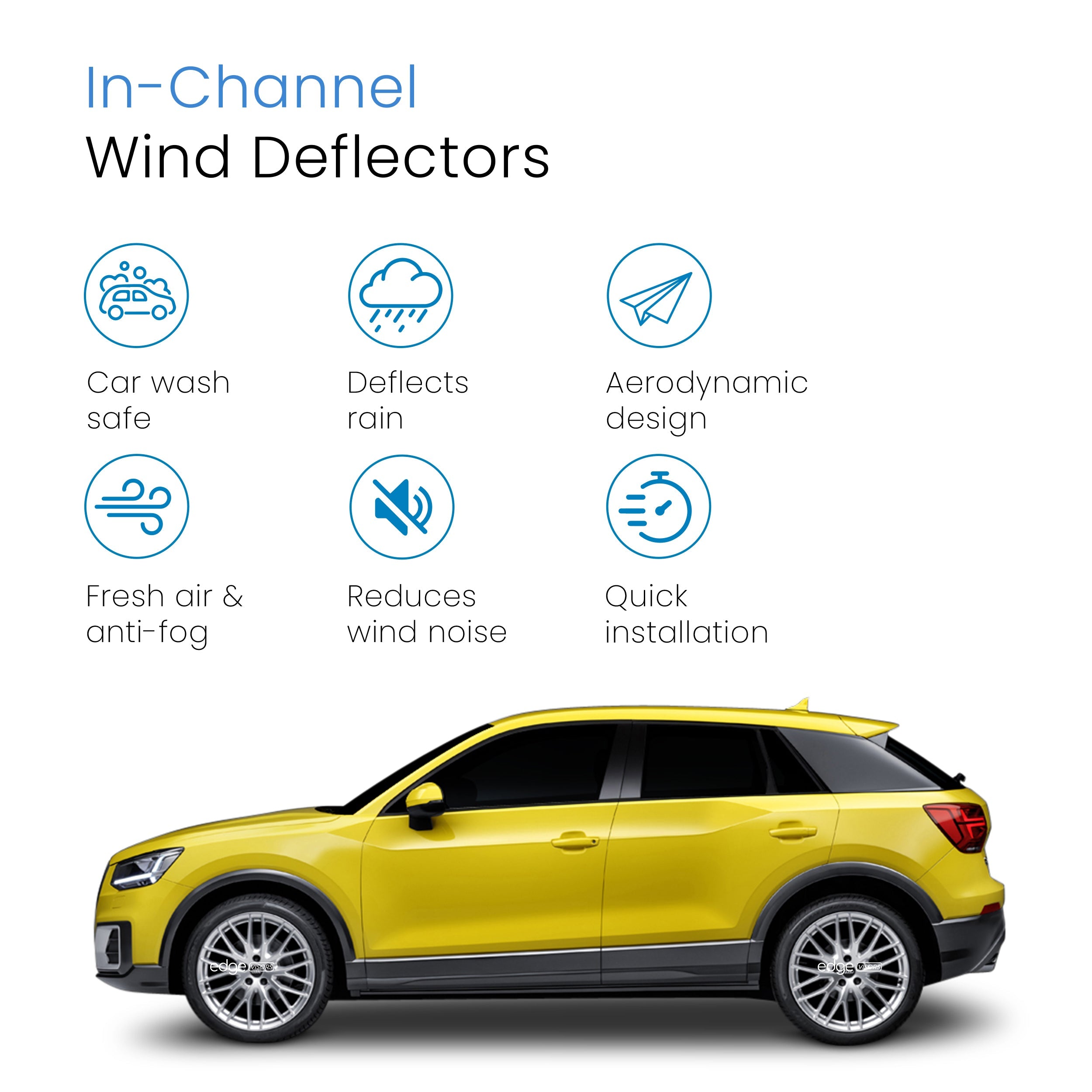 Audi Q2 MK1 2016-Onwards 5 Door SUV Wind Deflectors 4pc