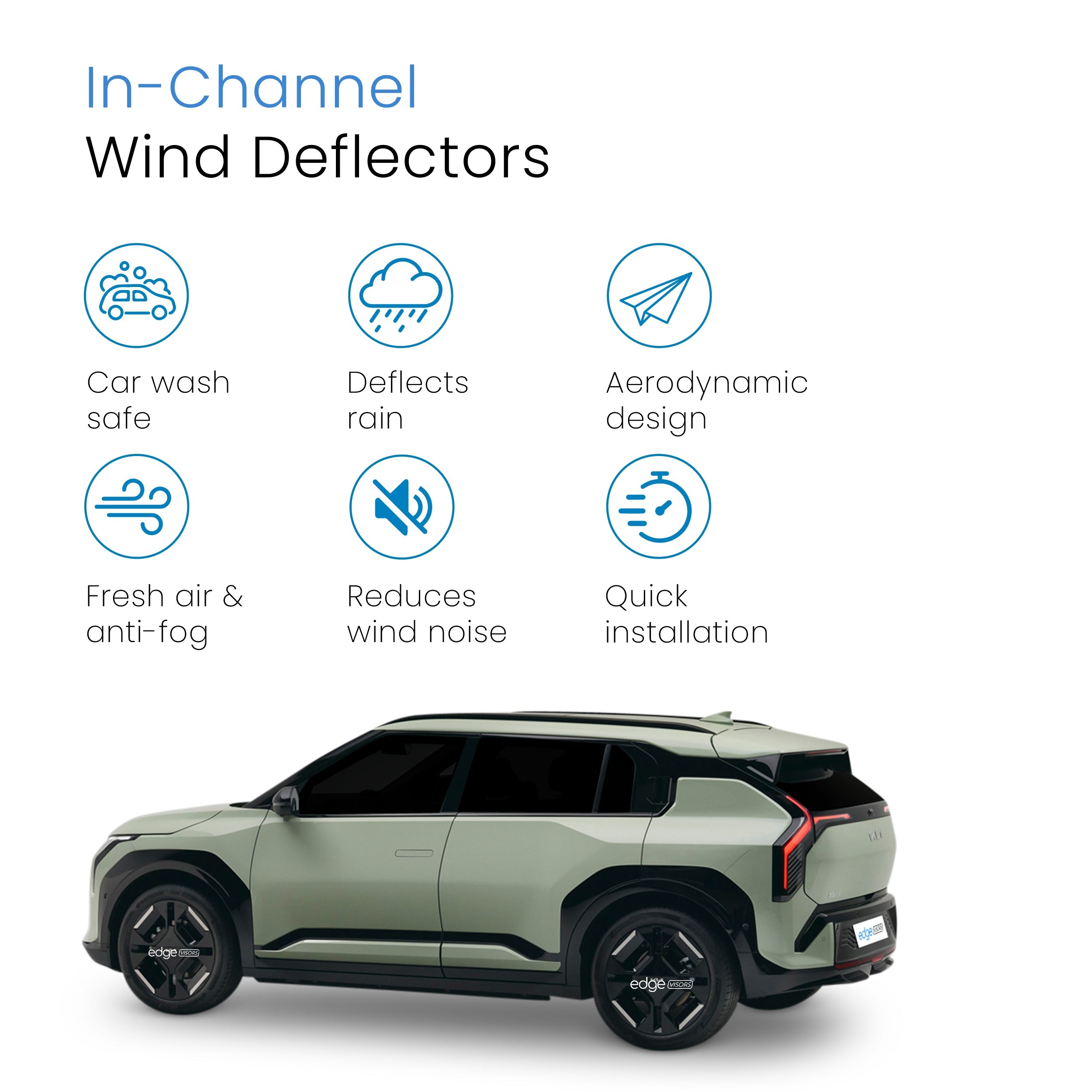 KIA EV3 MK1 2024-Onwards 5 Door SUV Wind Deflectors 4pc