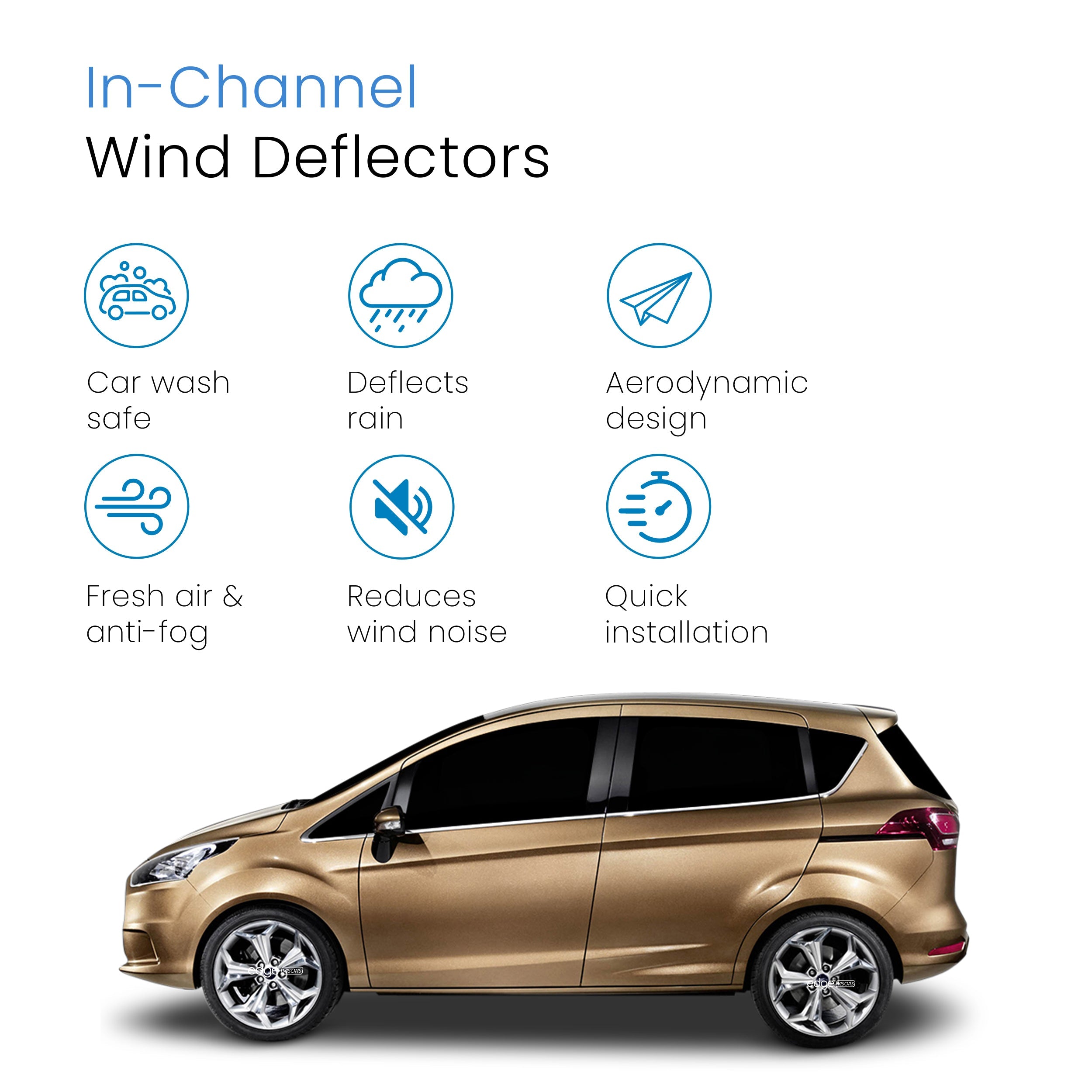 Ford B-Max MK1 2012-2017 5 Door MPV Wind Deflectors 4pc