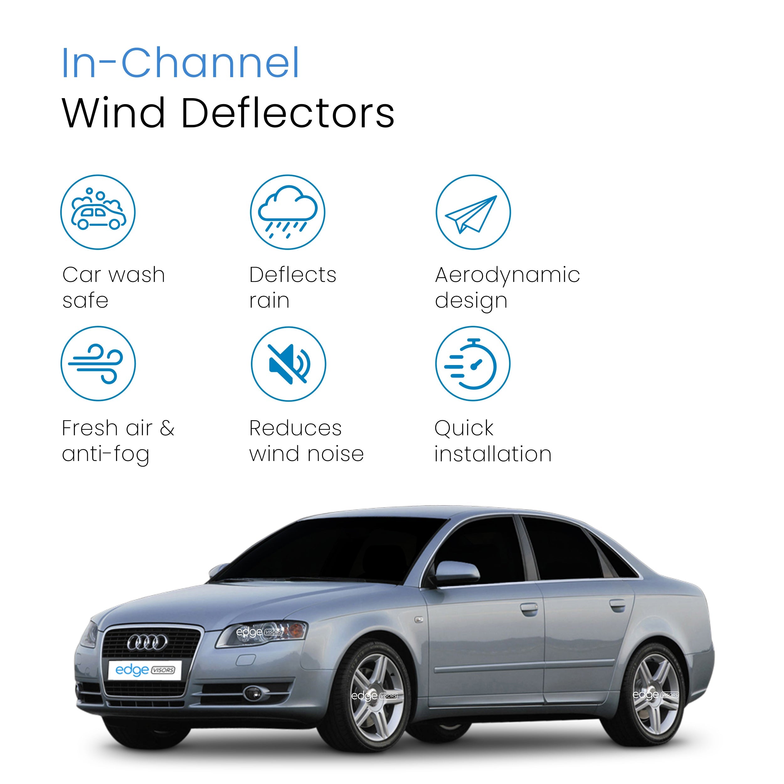 Audi A4 B6 B7 2000-2009 4 Door Saloon Wind Deflectors 4pc