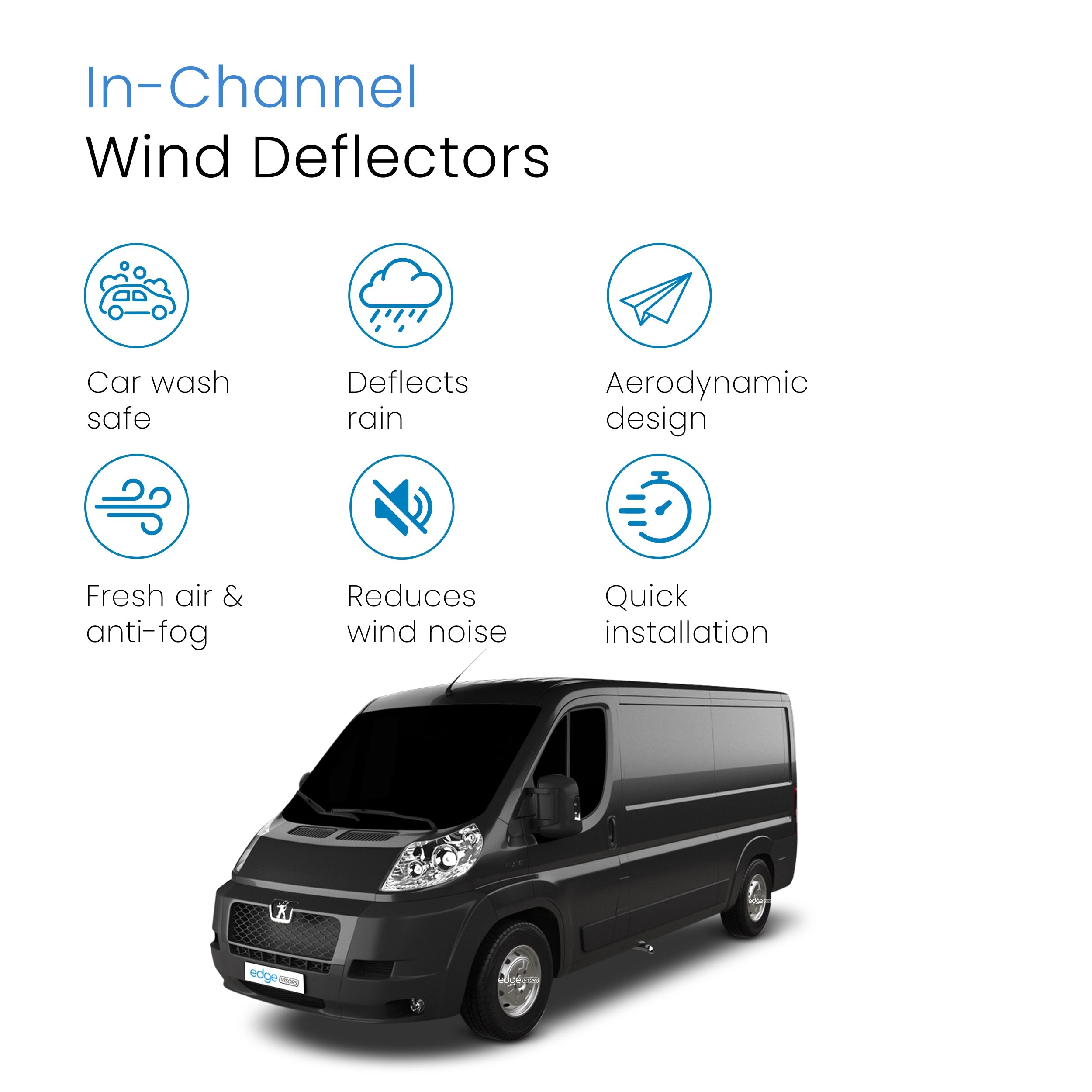 Peugeot Boxer MK3 2006-Onwards 2 Door Van Wind Deflectors 2pc