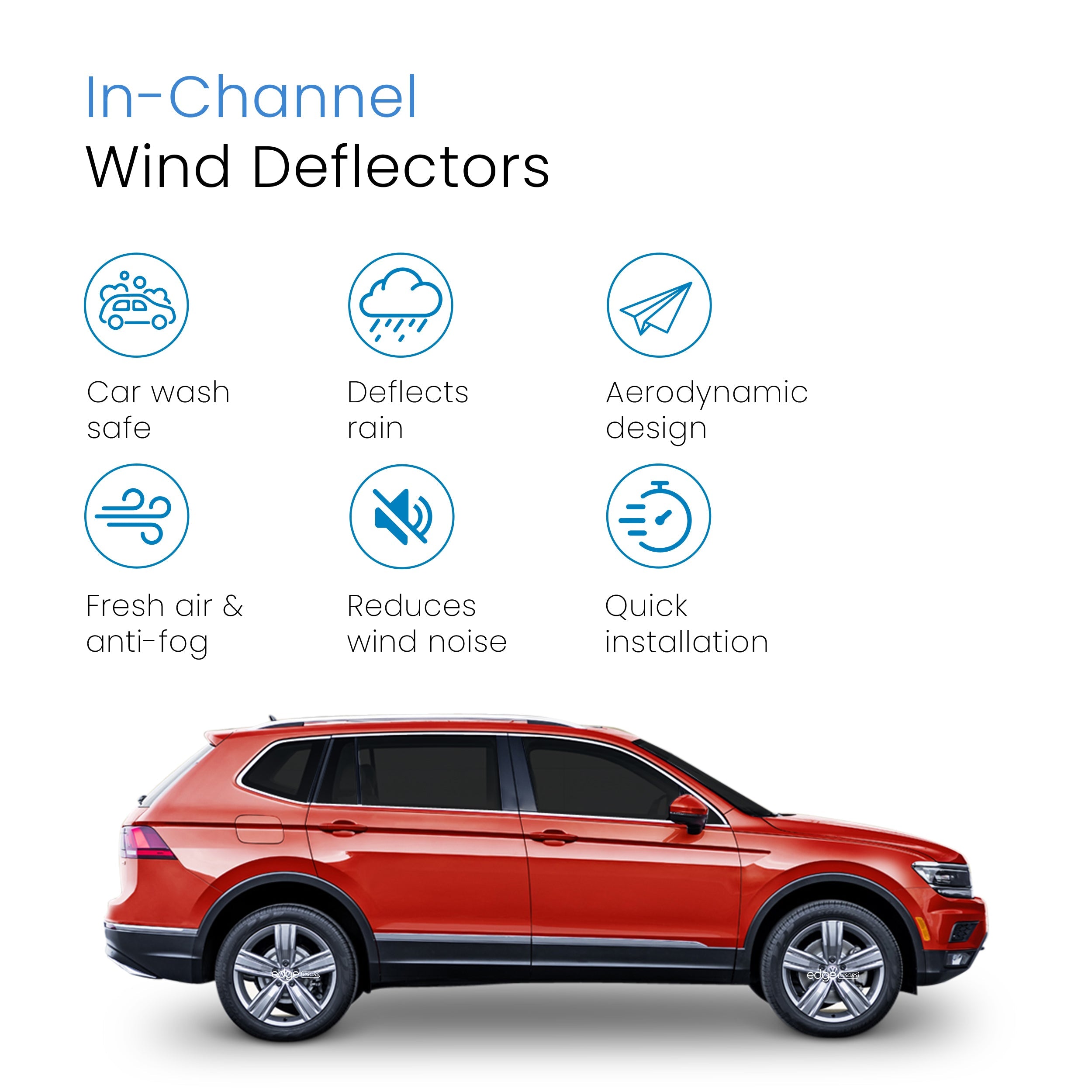 VW Tiguan MK2 Allspace 2017-Onwards 5 Door SUV Wind Deflectors 4pc