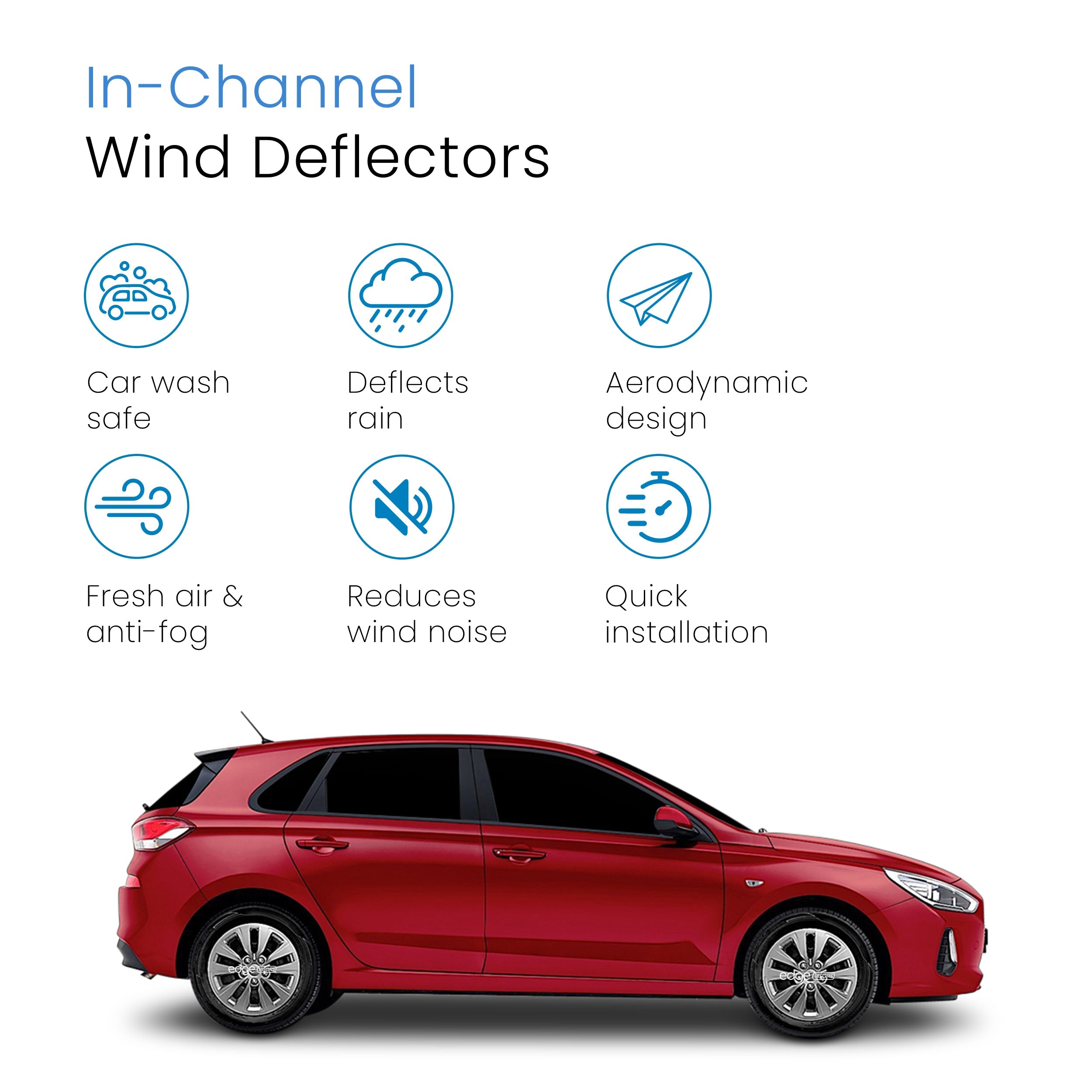Hyundai i30 MK3 2017-Onwards 5 Door Hatchback Wind Deflectors 4pc