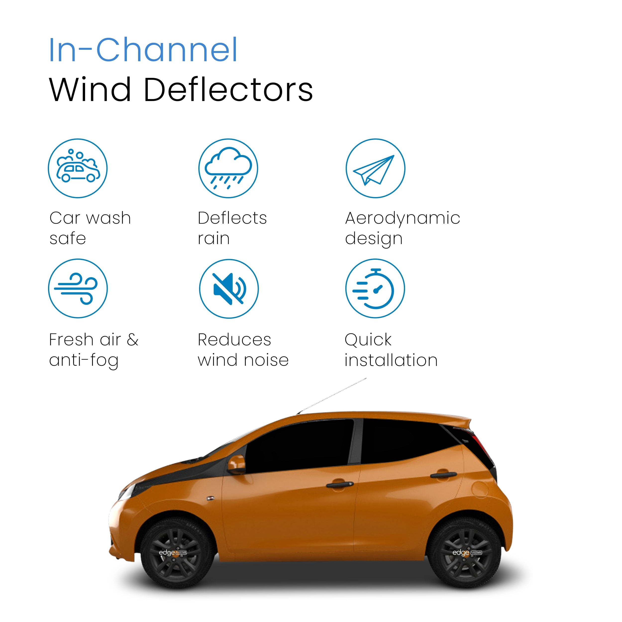 Toyota Aygo MK2 2014-2022 5 Door Hatchback Wind Deflectors 2pc