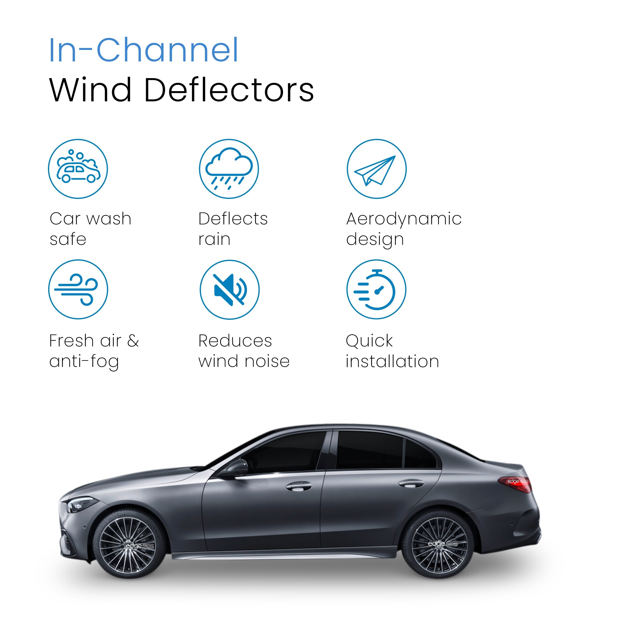 Mercedes C-Class W206 2022-Onwards 4 Door Saloon Wind Deflectors 4pc