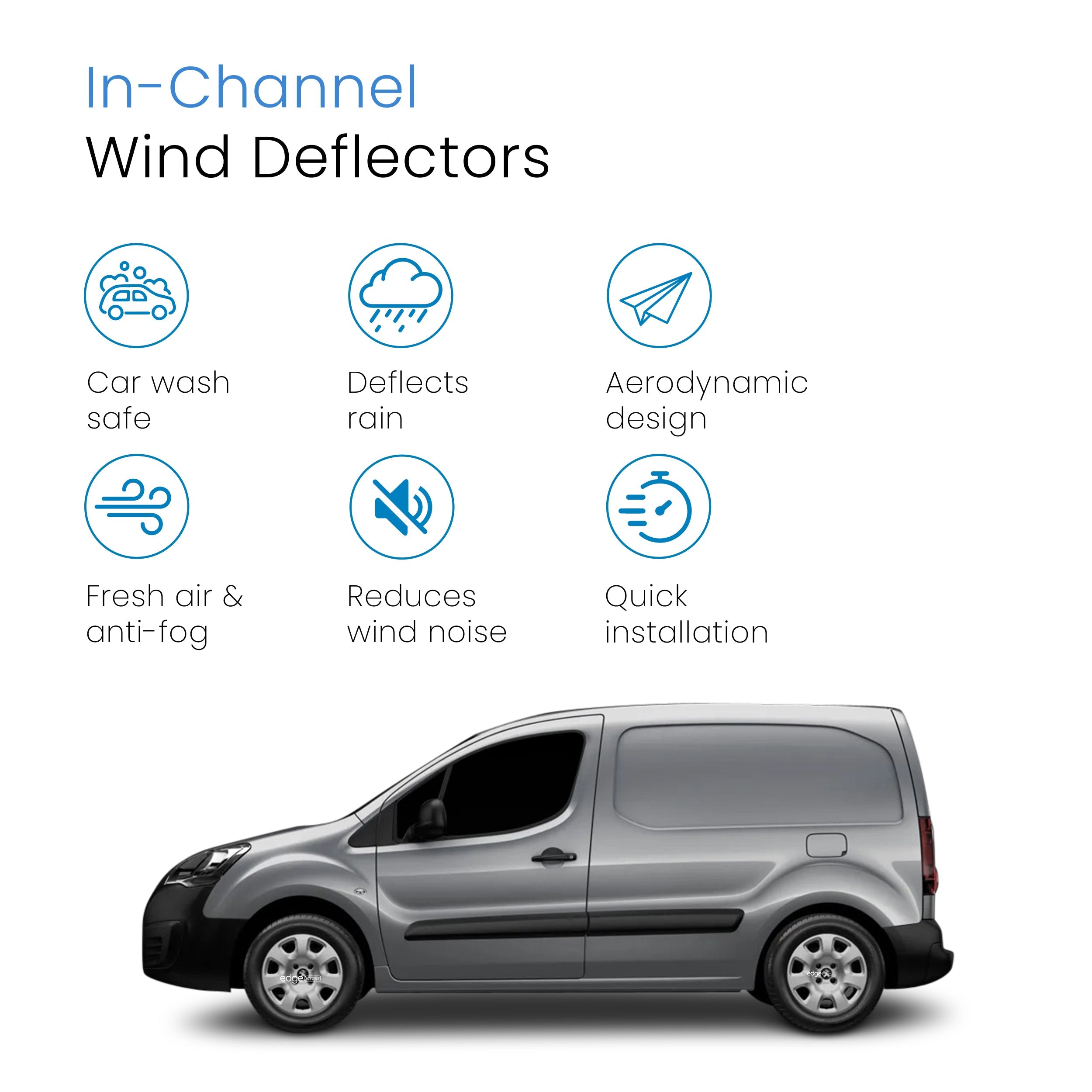 Peugeot Partner MK2 2008-2018 2 Door Van Wind Deflectors 2pc