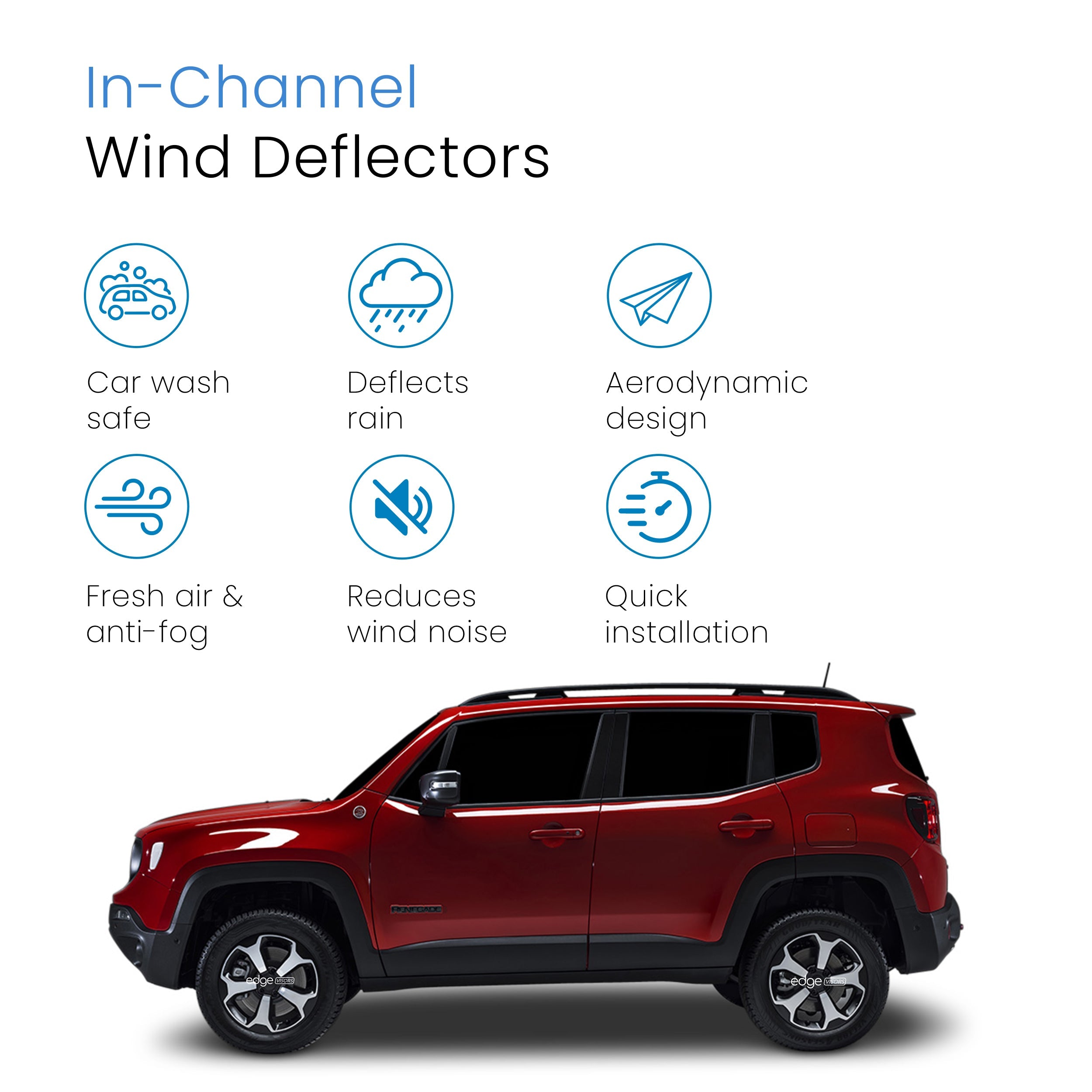 Jeep Renegade MK1 2014-Onwards 5 Door SUV Wind Deflectors 4pc