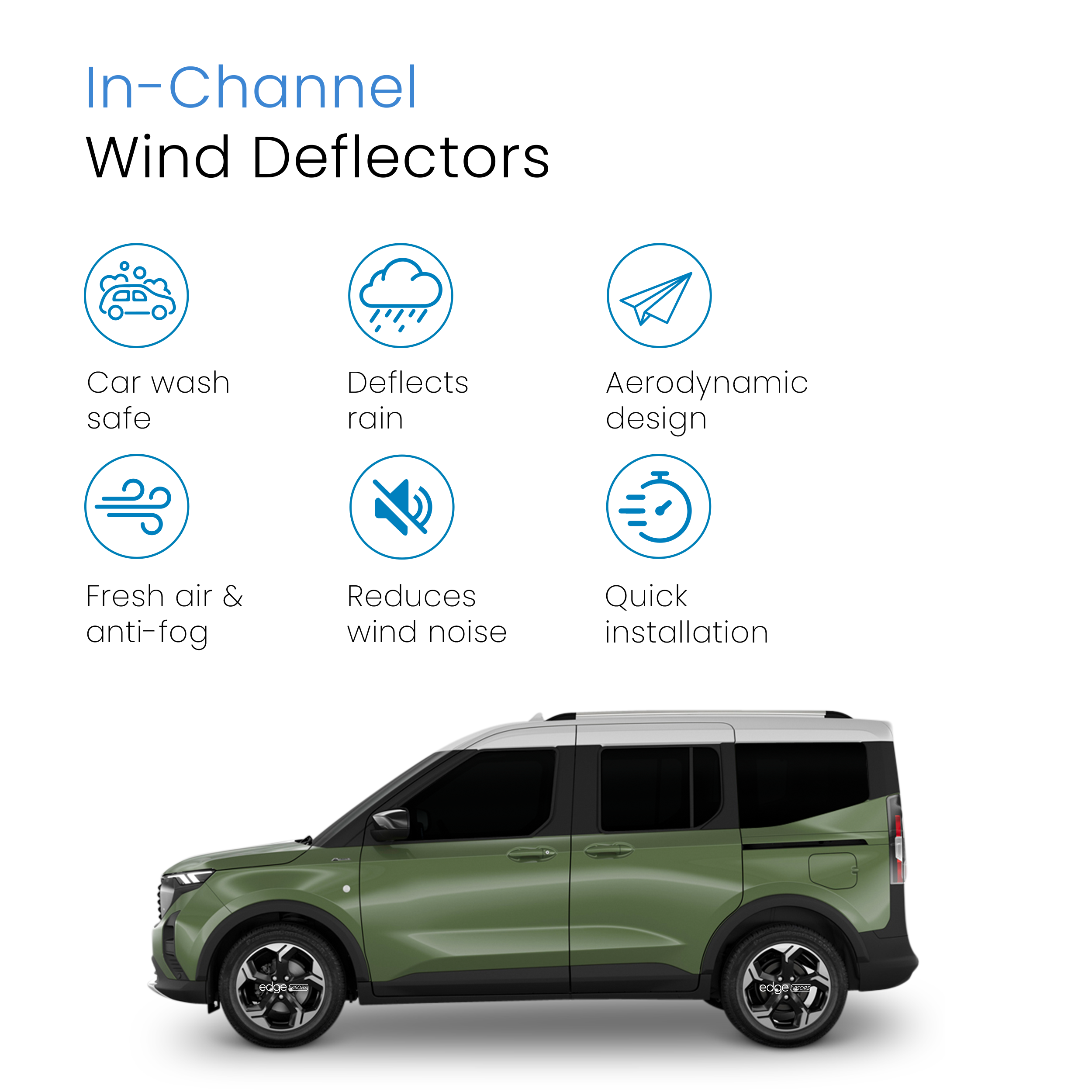 Ford Transit Connect/Tourneo MK3 2023-onwards 2 Door Van Wind Deflectors 2pc
