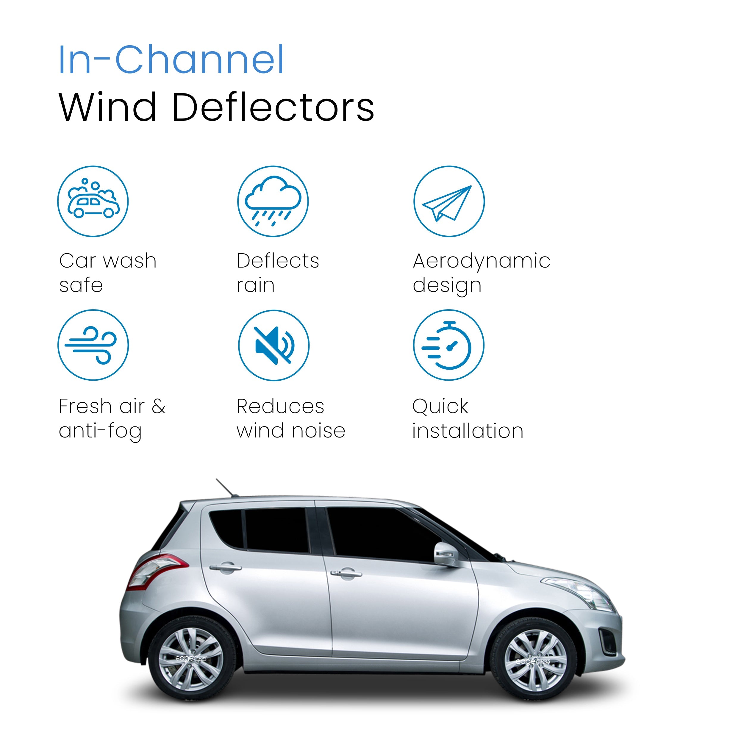 Suzuki Swift MK3 2010-2017 5 Door Hatchback Wind Deflectors 4pc