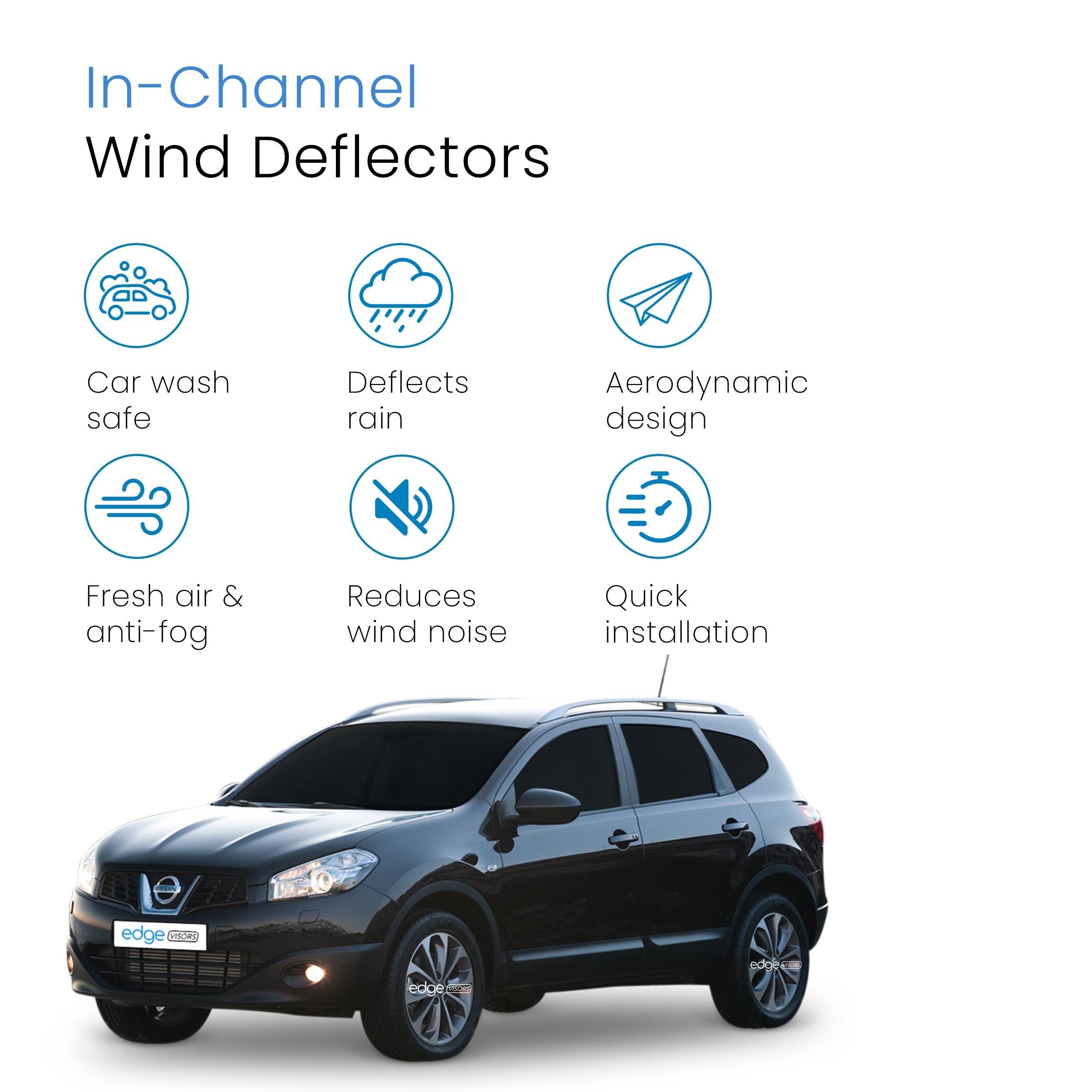 Nissan QASHQAI+2 7 Seater MK1 2008-2013 5 Door SUV Wind Deflectors 4pc
