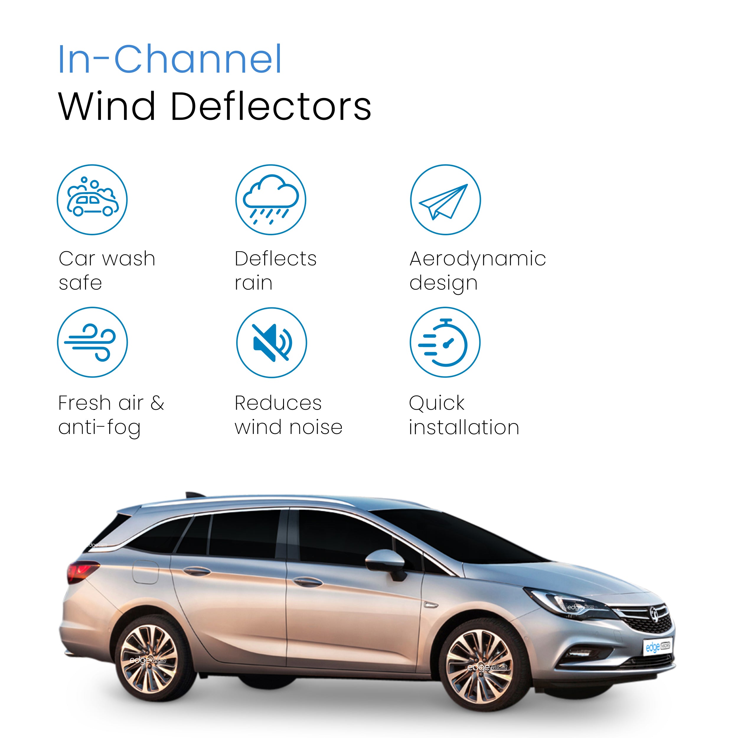 Vauxhall Astra K MK7 2015-2021 5 Door Estate Wind Deflectors 4pc