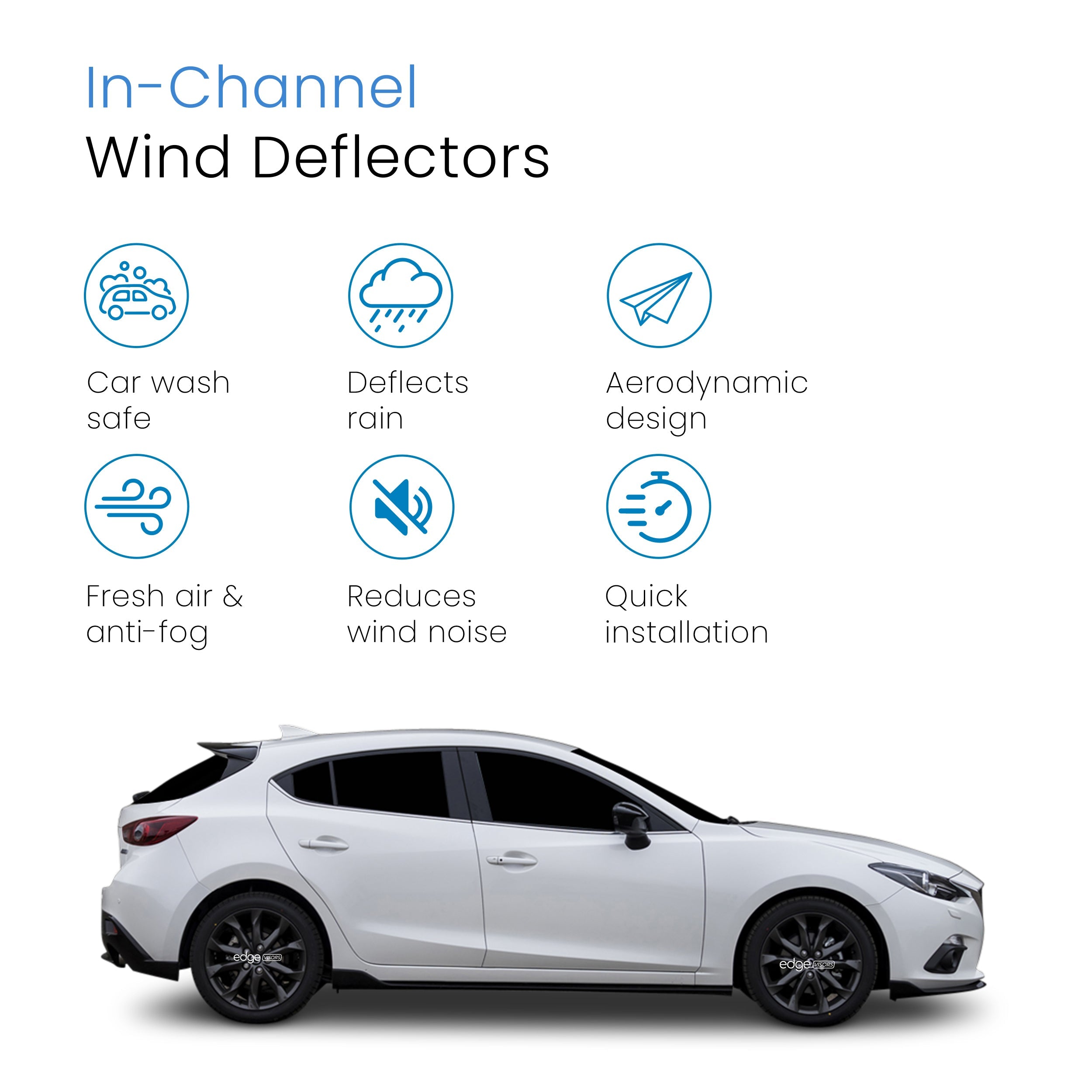 Mazda 3 MK3 2014-2019 5 Door Hatchback Wind Deflectors 4pc