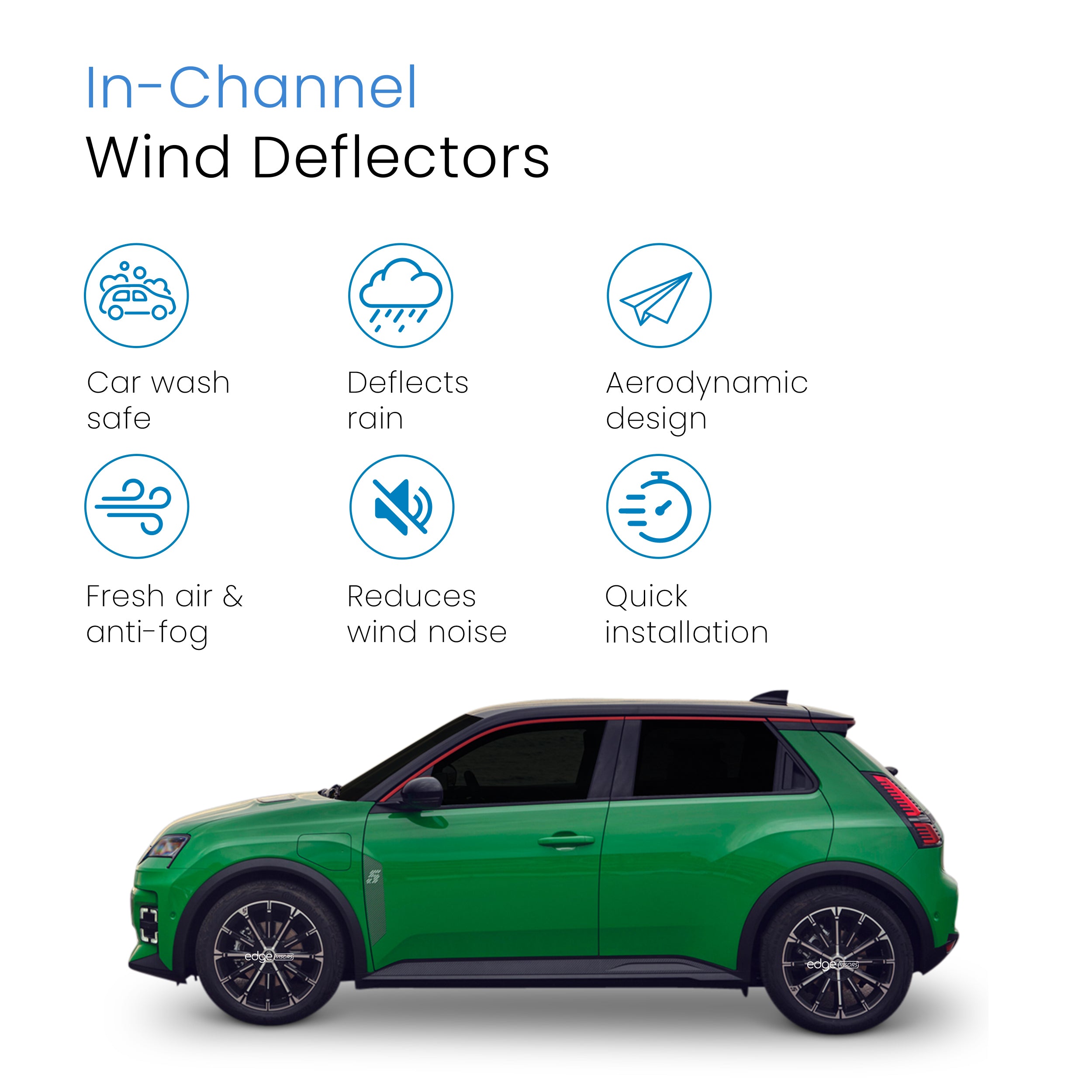 Renault 5 E-Tech 2024-Onwards 5 Door Hatchback Wind Deflectors 4pc