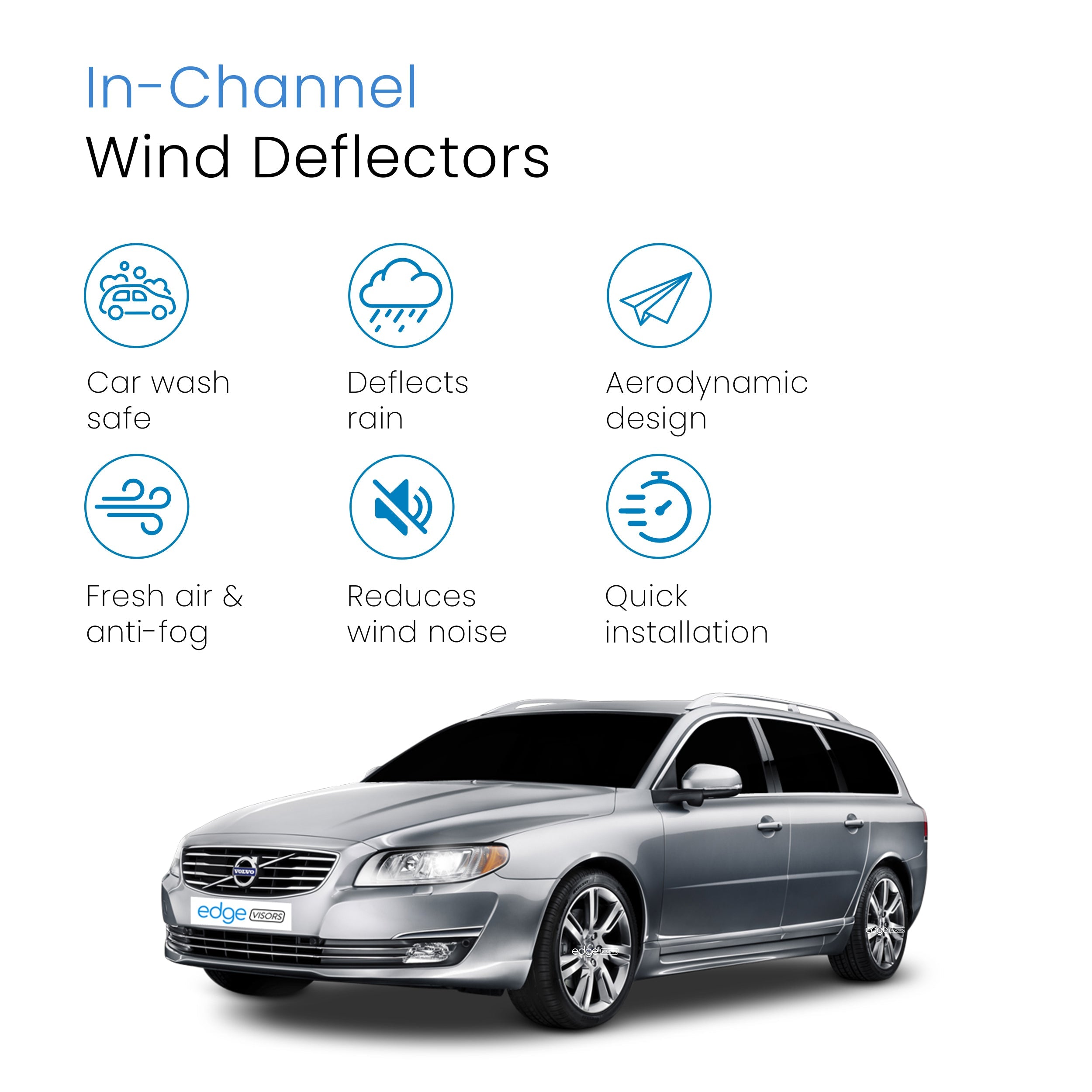 Volvo V70/XC70 MK3 2007-2016 5 Door Estate Wind Deflectors 4pc