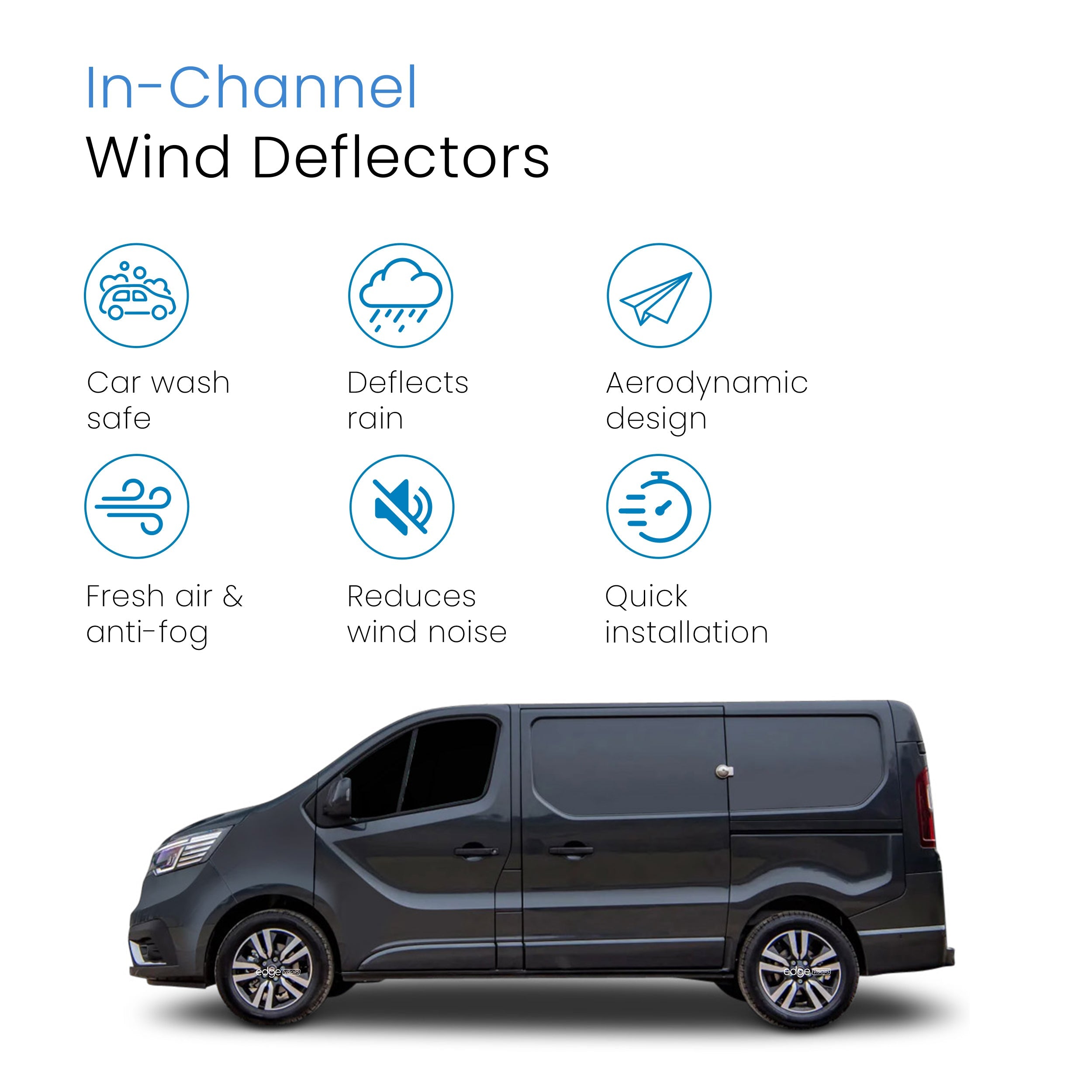 Renault Trafic MK3 2014-Onwards 2 Door Van Short Fit Wind Deflectors 2pc