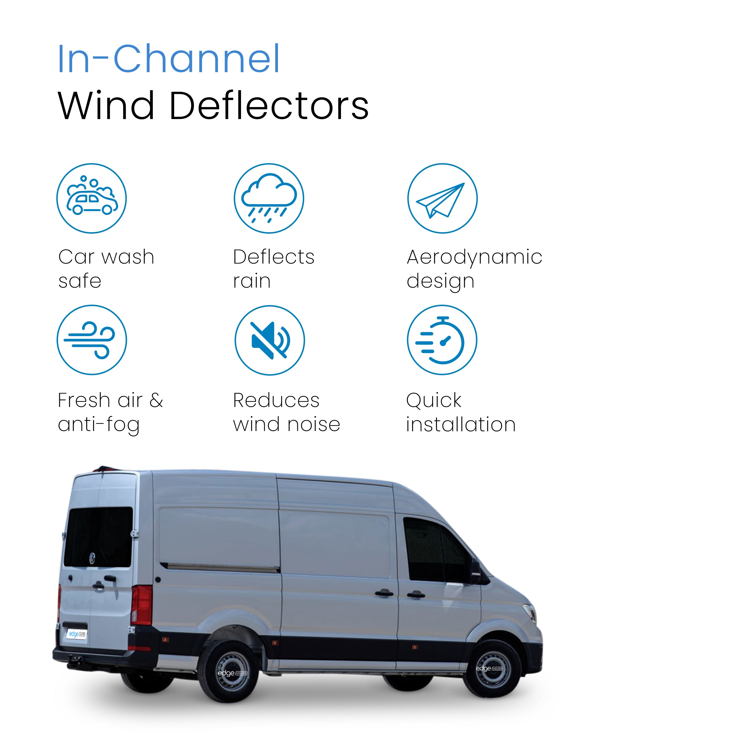 VW Crafter MK2 2017-2024 2 Door Van Wind Deflectors 2pc