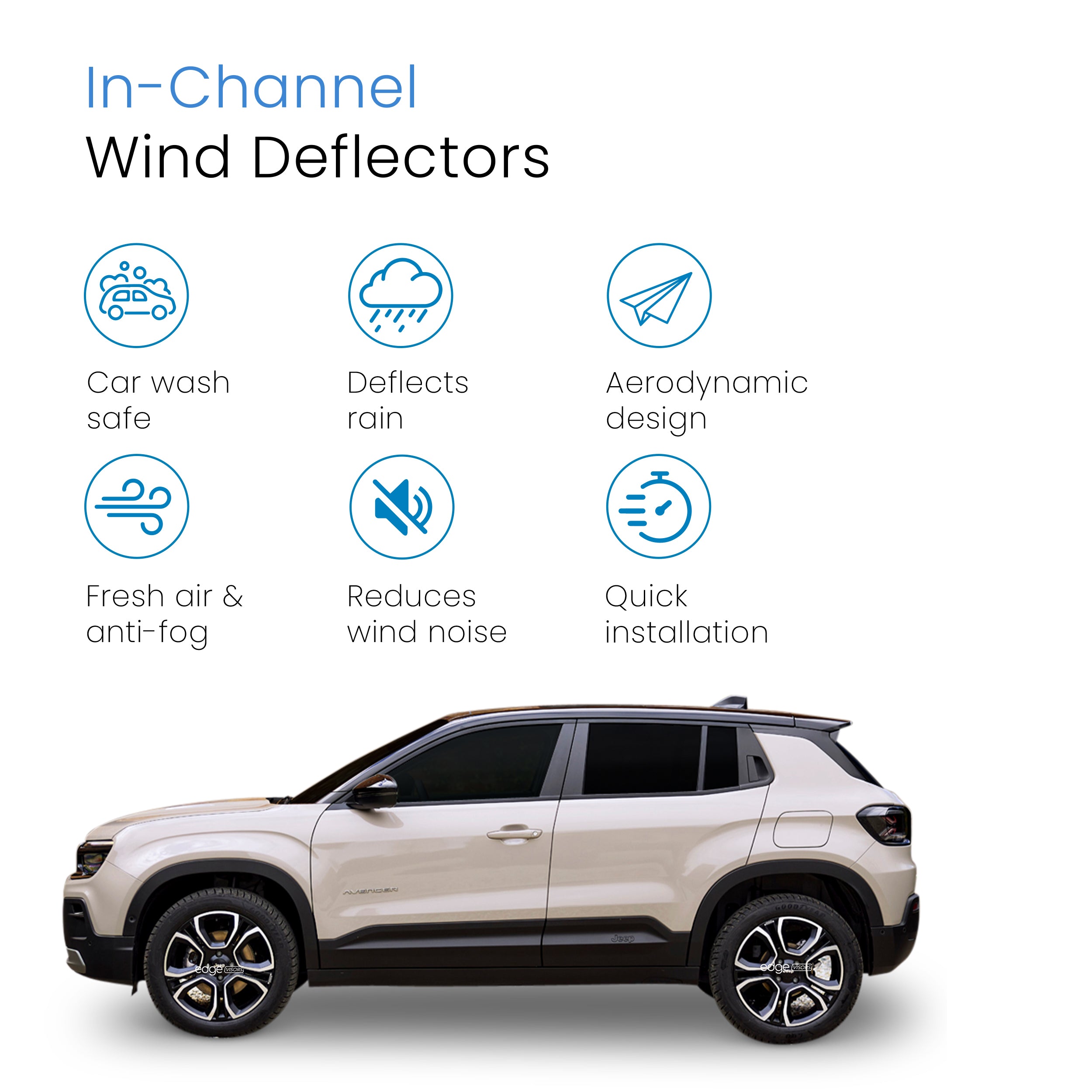 Jeep Avenger 2023-onwards 5 Door SUV Wind Deflectors 4pc