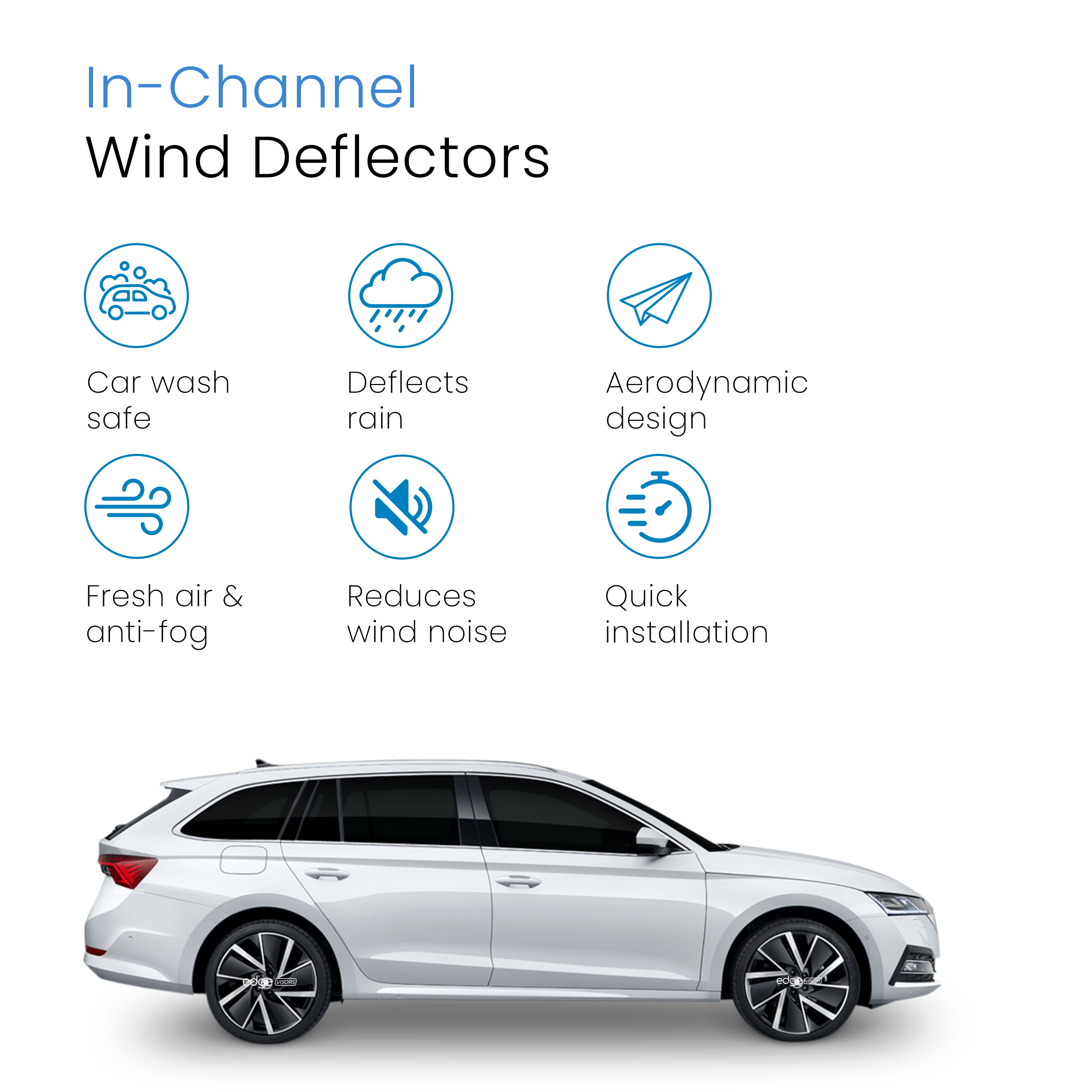 Skoda Octavia MK4 2020-Onwards 5 Door Estate Wind Deflectors 4pc