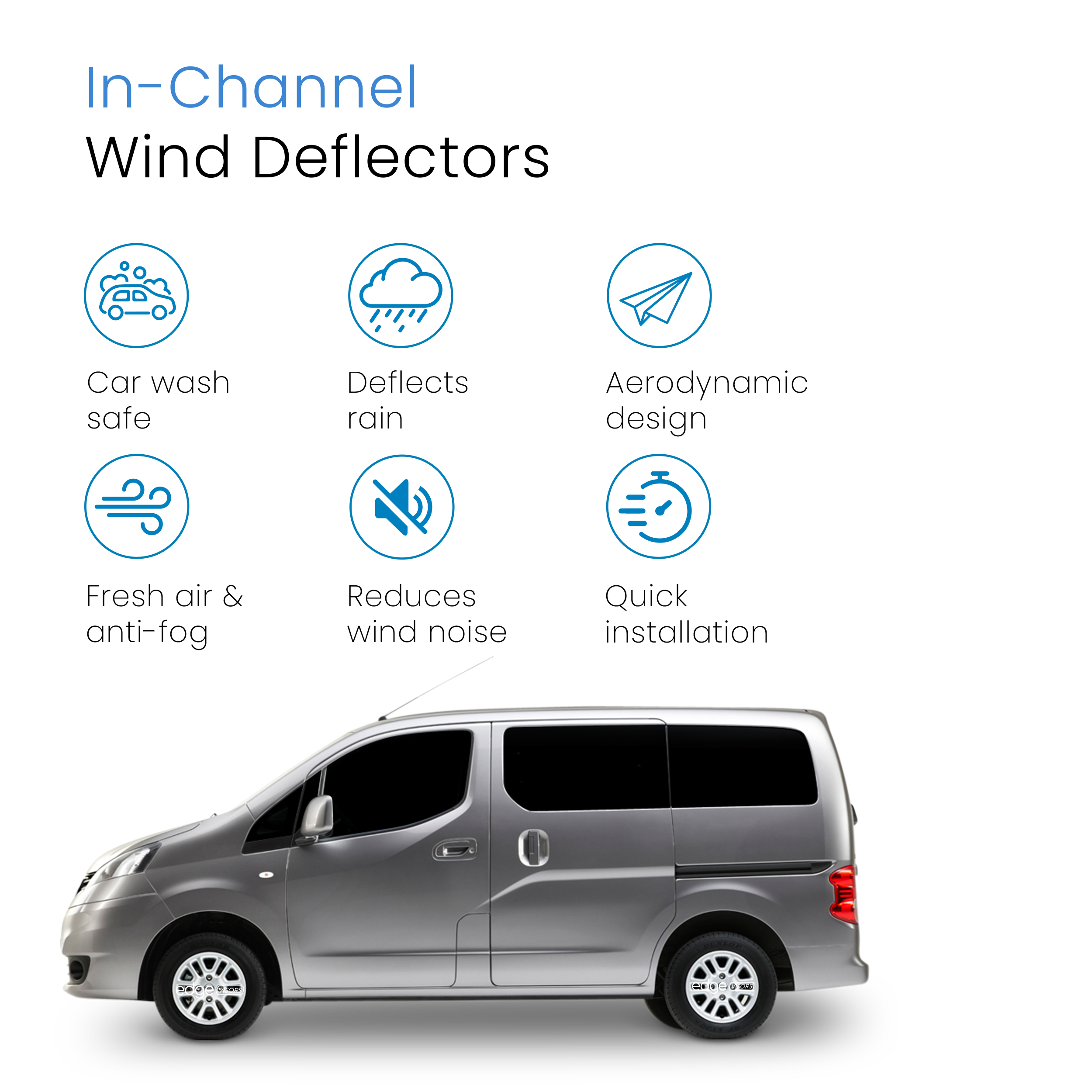 Nissan NV200 Dynamo Taxi 2010-Onwards 4 Door Van MPV Wind Deflectors 2pc