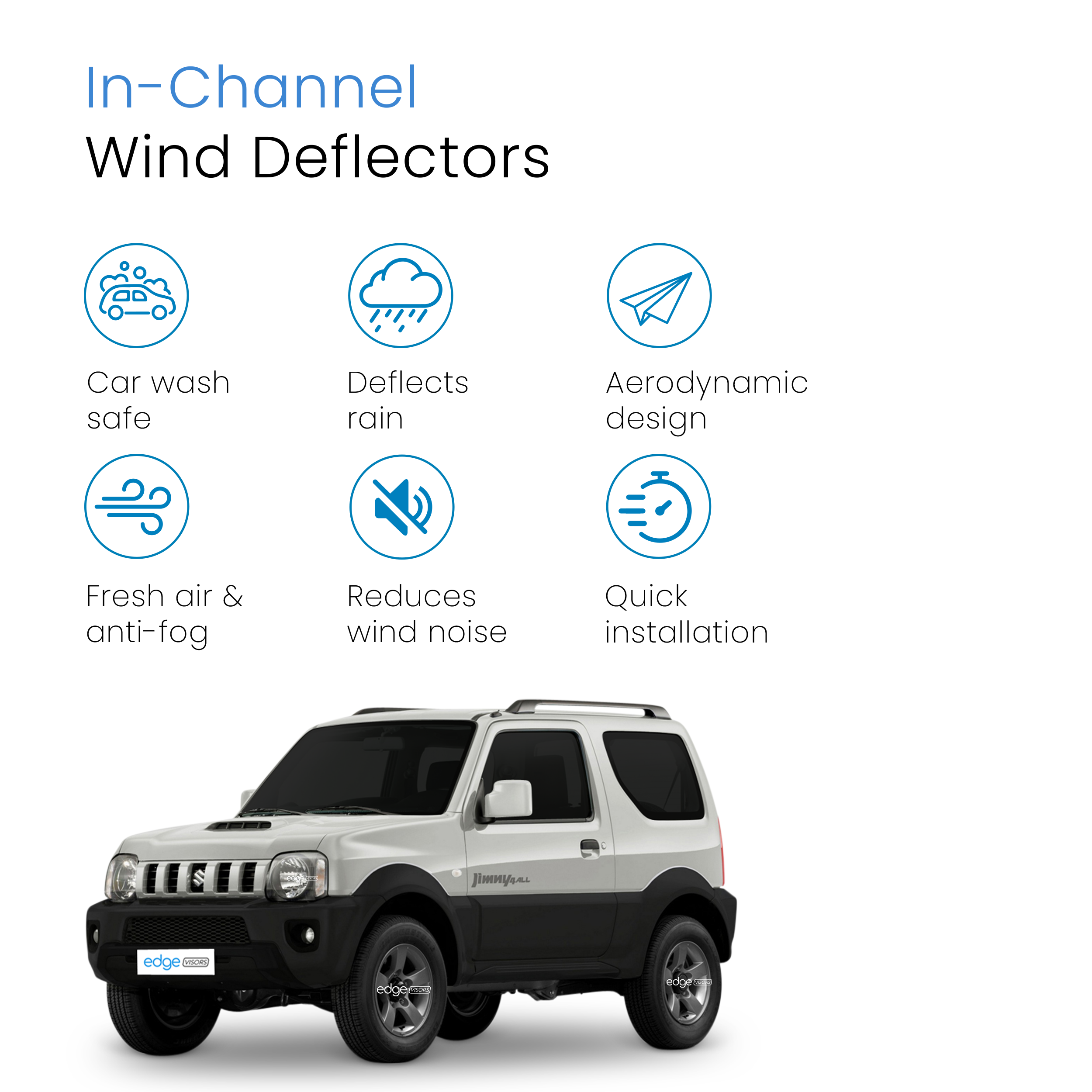Suzuki Jimny MK3 1998-2018 2 Door SUV Wind Deflectors 2pc