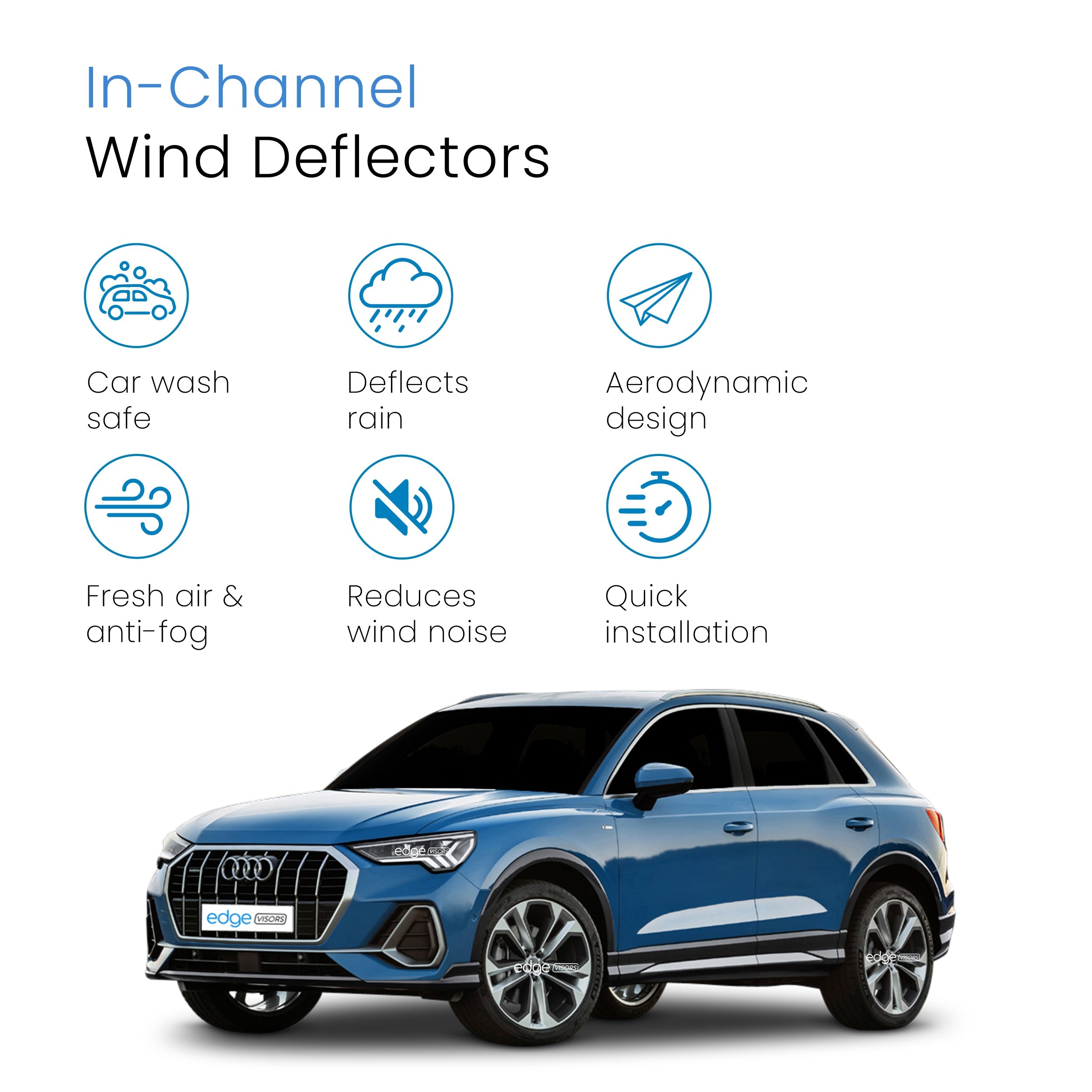 Audi Q3 MK2 2018-Onwards 5 Door SUV Wind Deflectors 4pc