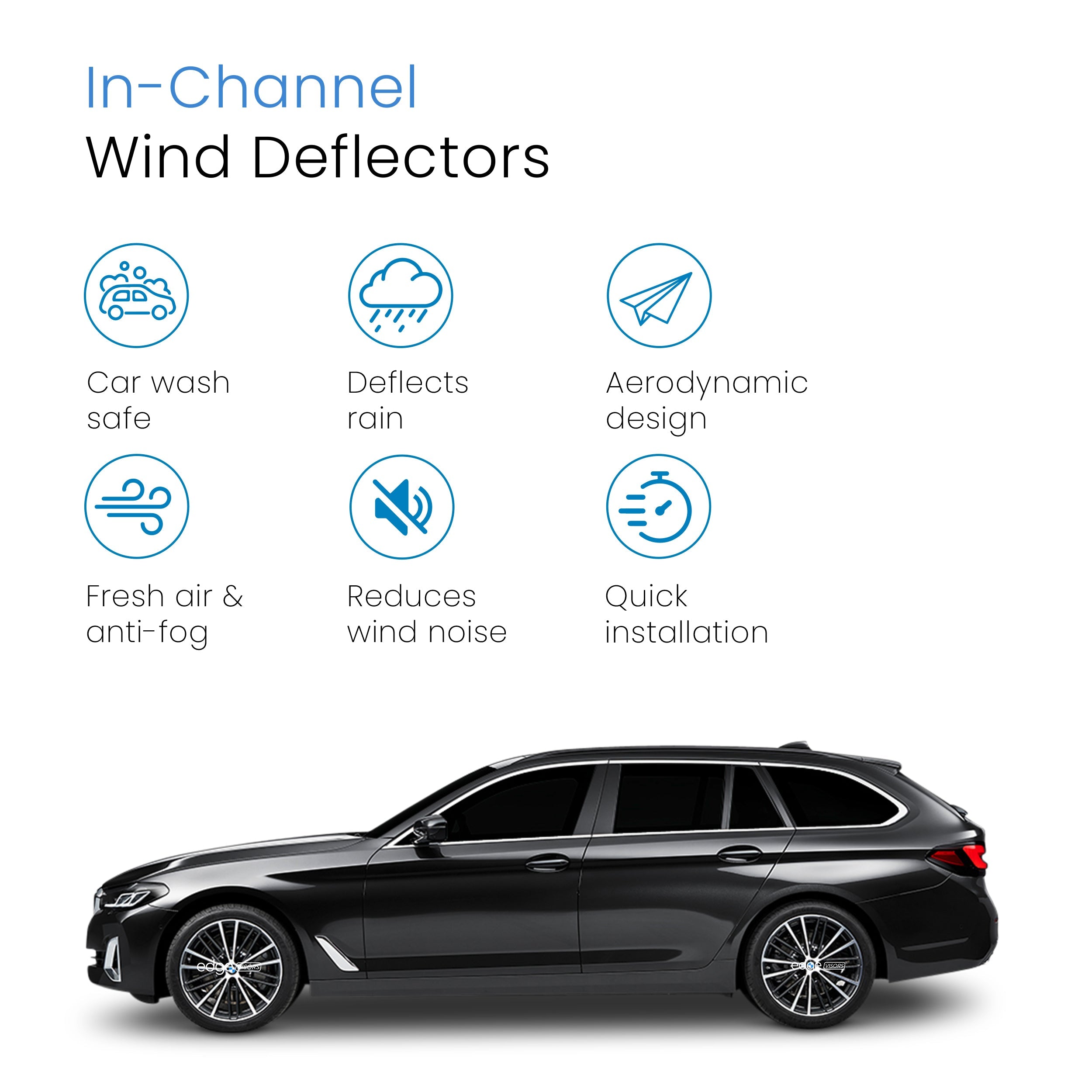 BMW 5 Series G31 Touring 2017-2023 5 Door Estate Wind Deflectors 4pc