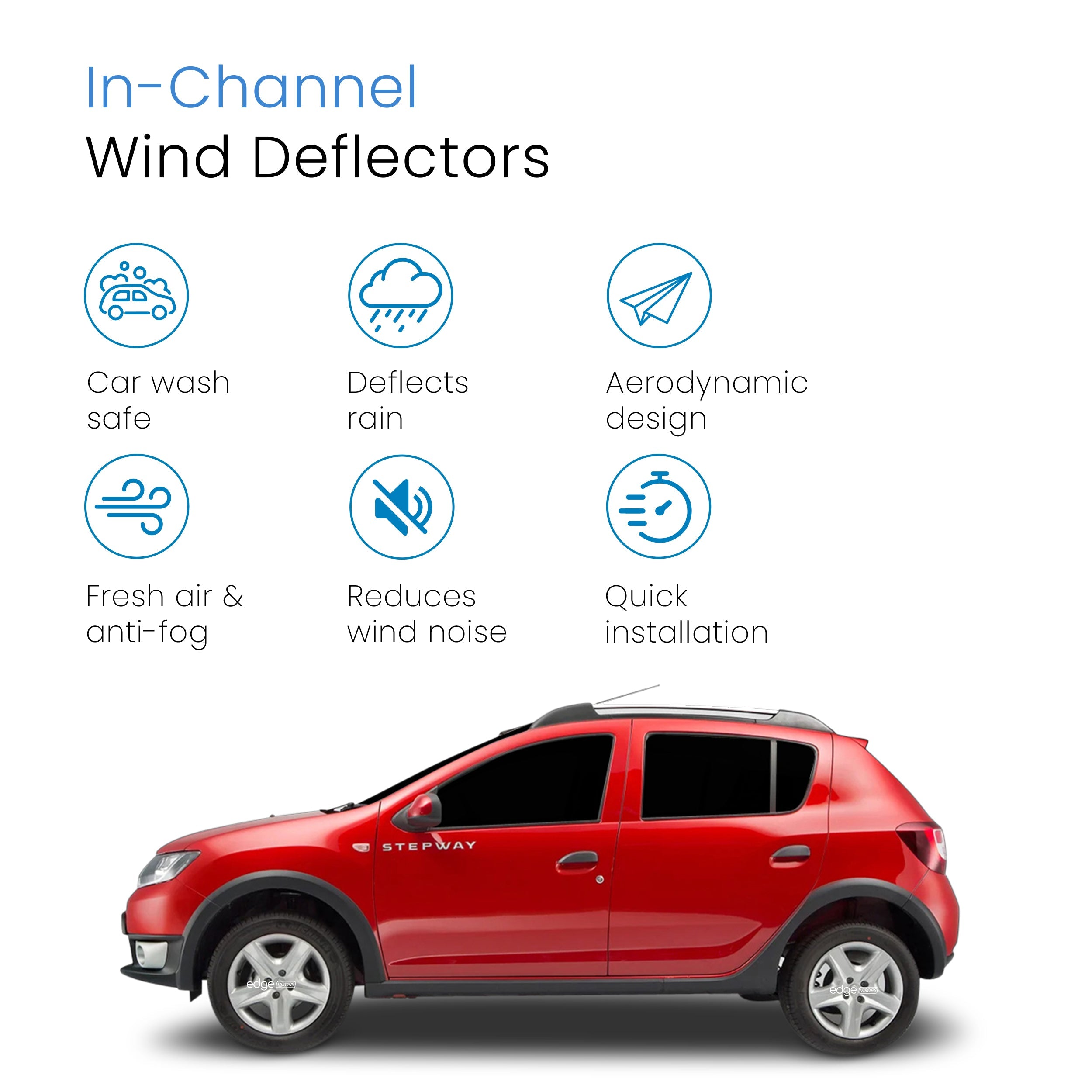 Dacia Sandero Stepway MK2 2013-2020 5 Door Hatchback Wind Deflectors 4pc