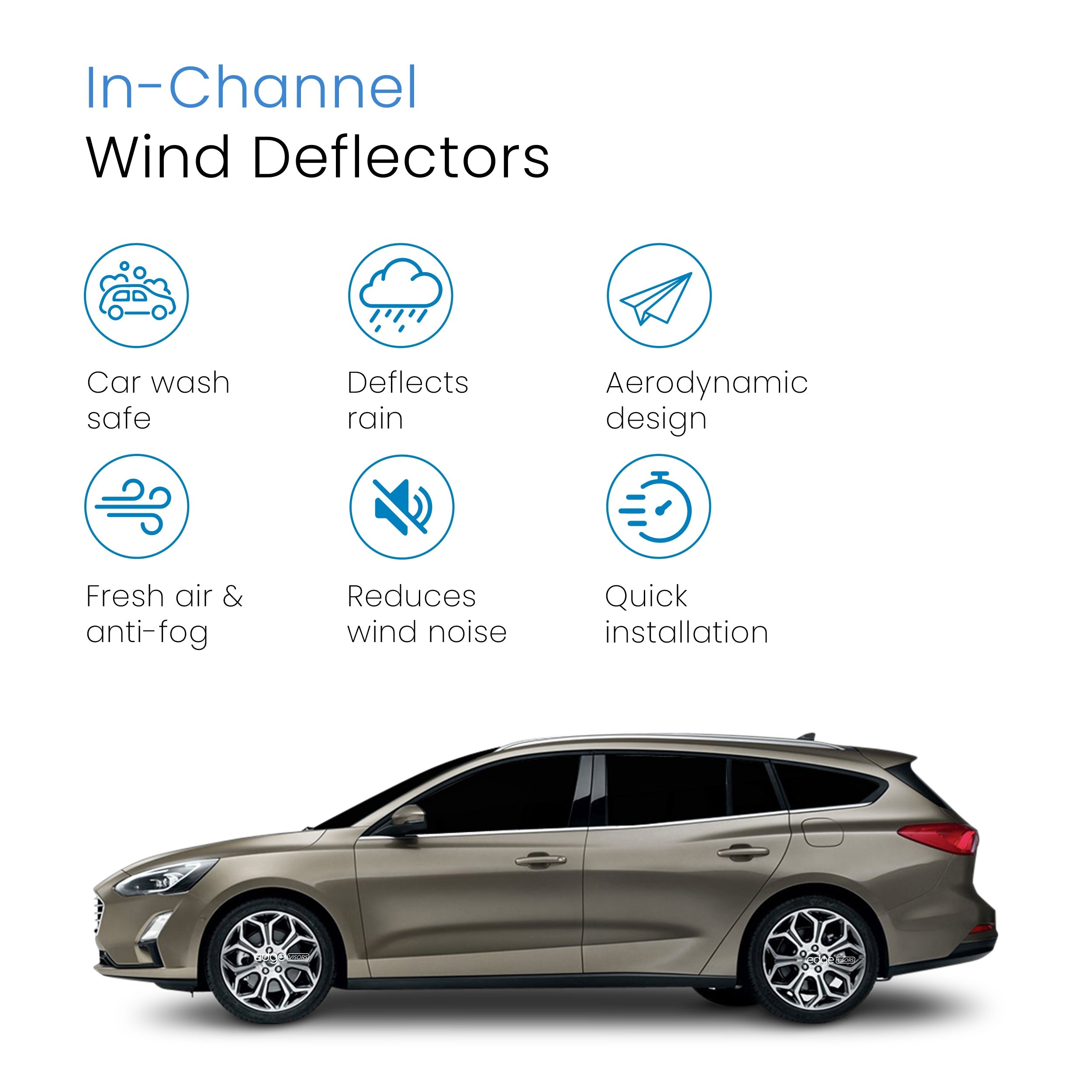 Ford Focus MK4 2018-2024 5 Door Estate Wind Deflectors 4pc