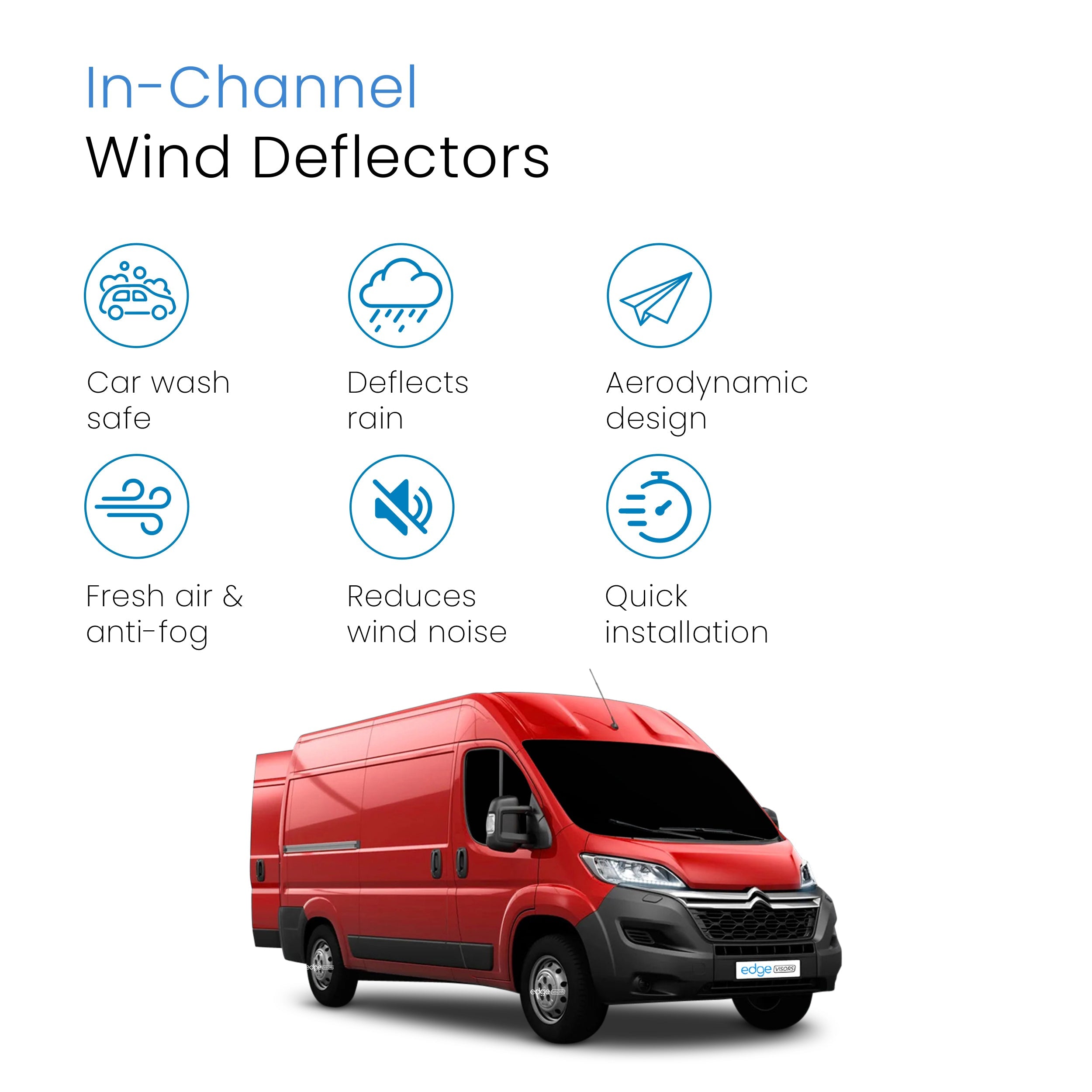 Citroen Relay Jumper MK3 2006-Onwards 2 Door Van Wind Deflectors 2pc