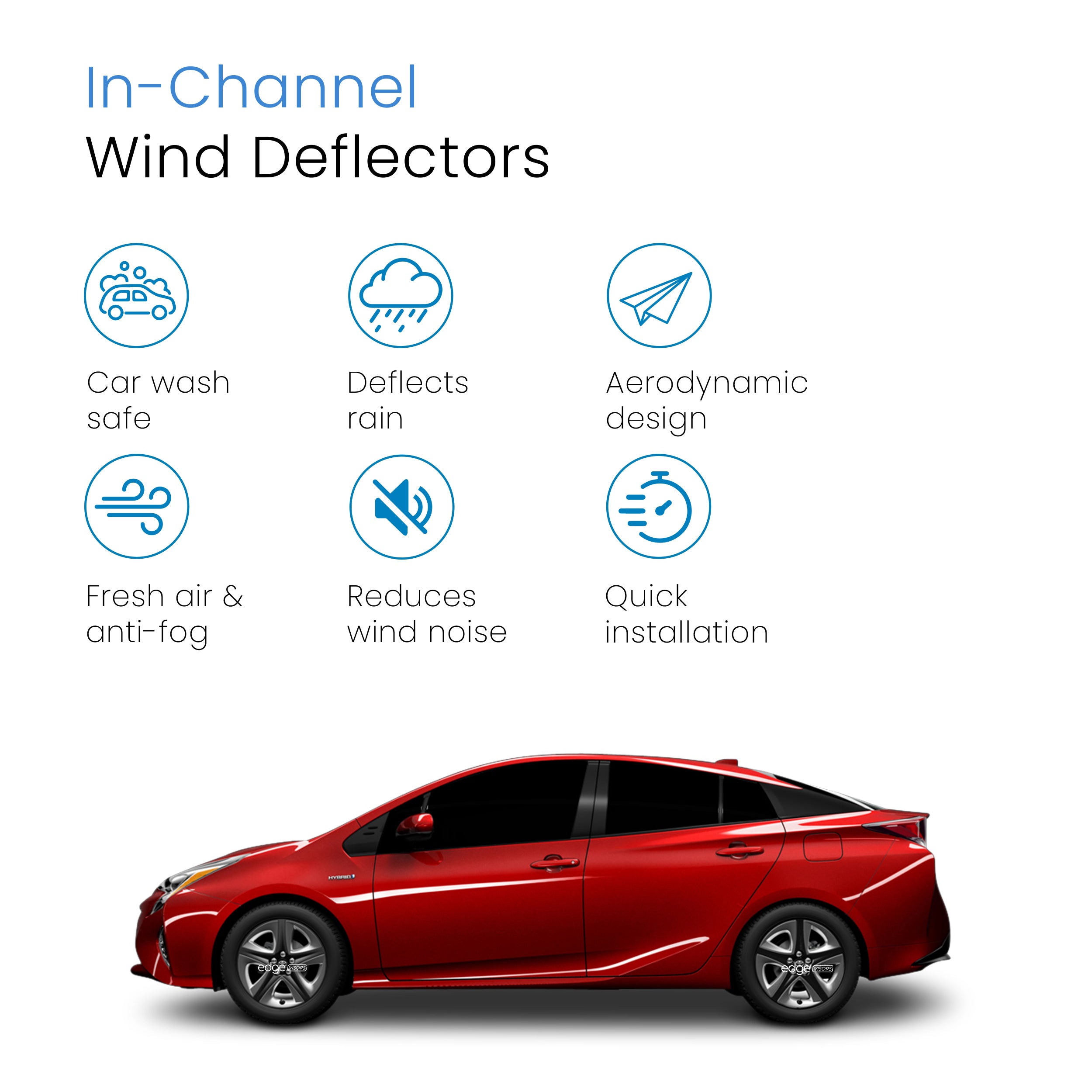 Toyota Prius MK4 2016-2023 5 Door Liftback Wind Deflectors 4pc