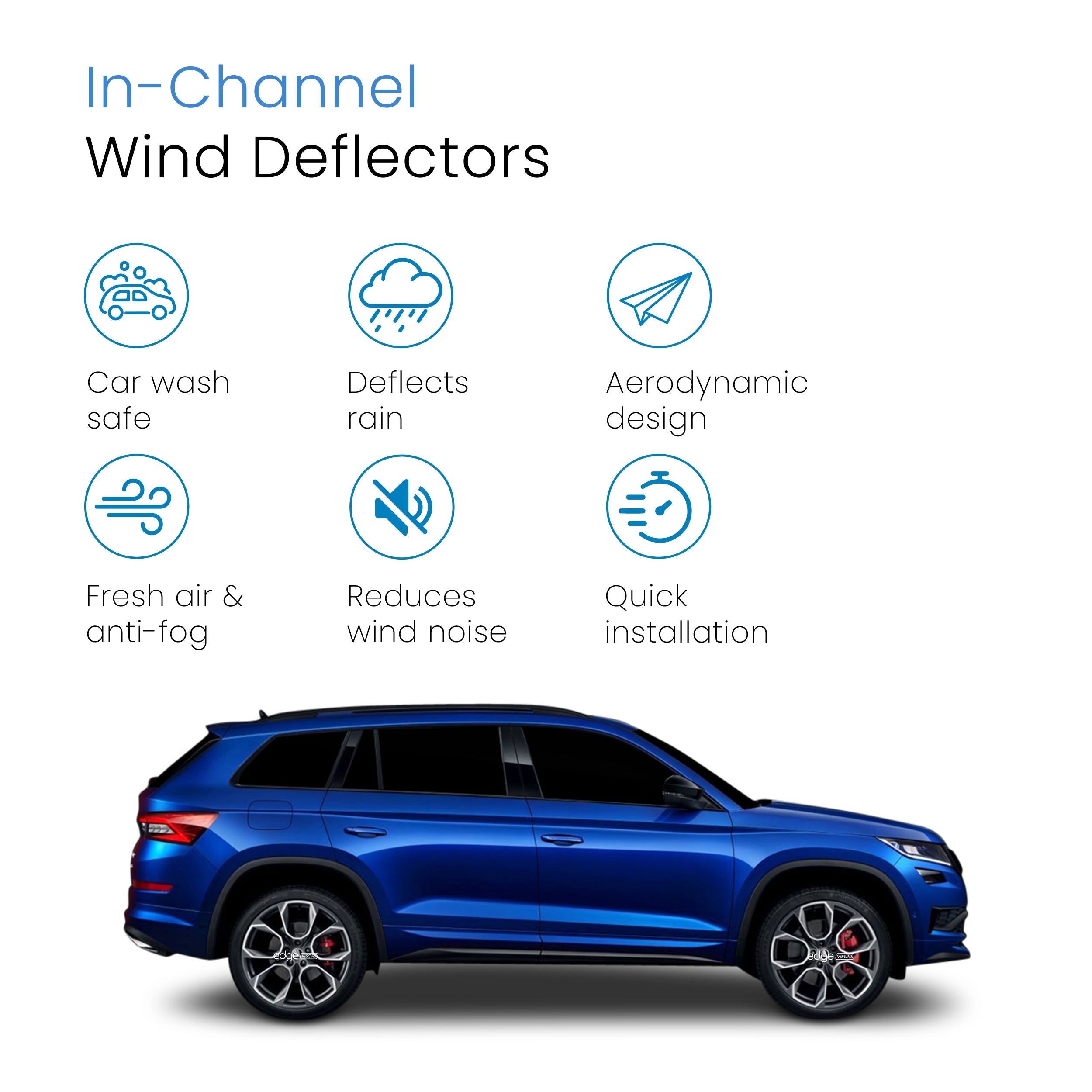 Skoda Kodiaq MK1 2016-2024 5 Door SUV Wind Deflectors 4pc