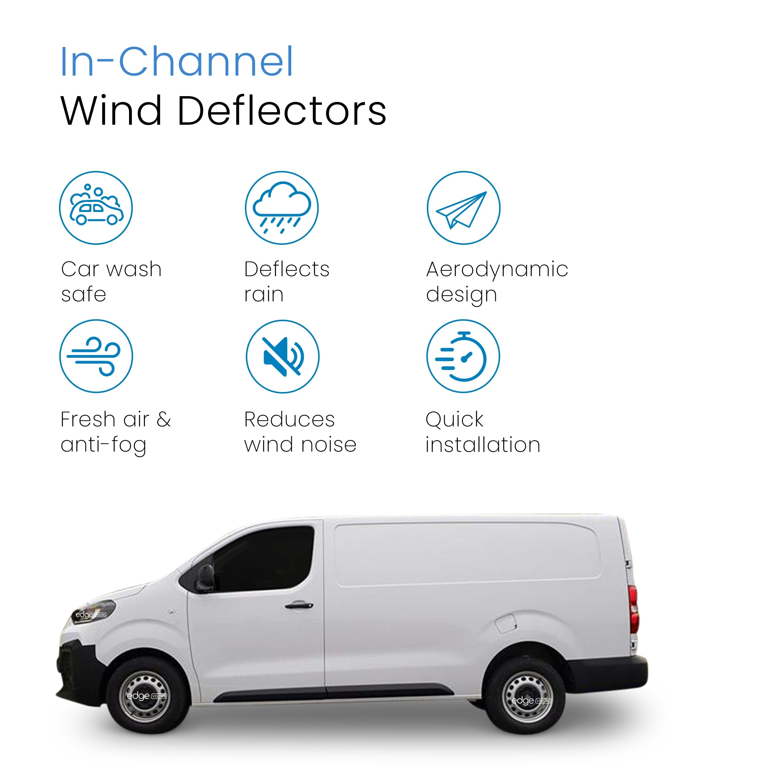 Fiat Scudo MK3 2022-Onwards 2 Door Van Wind Deflectors 2pc