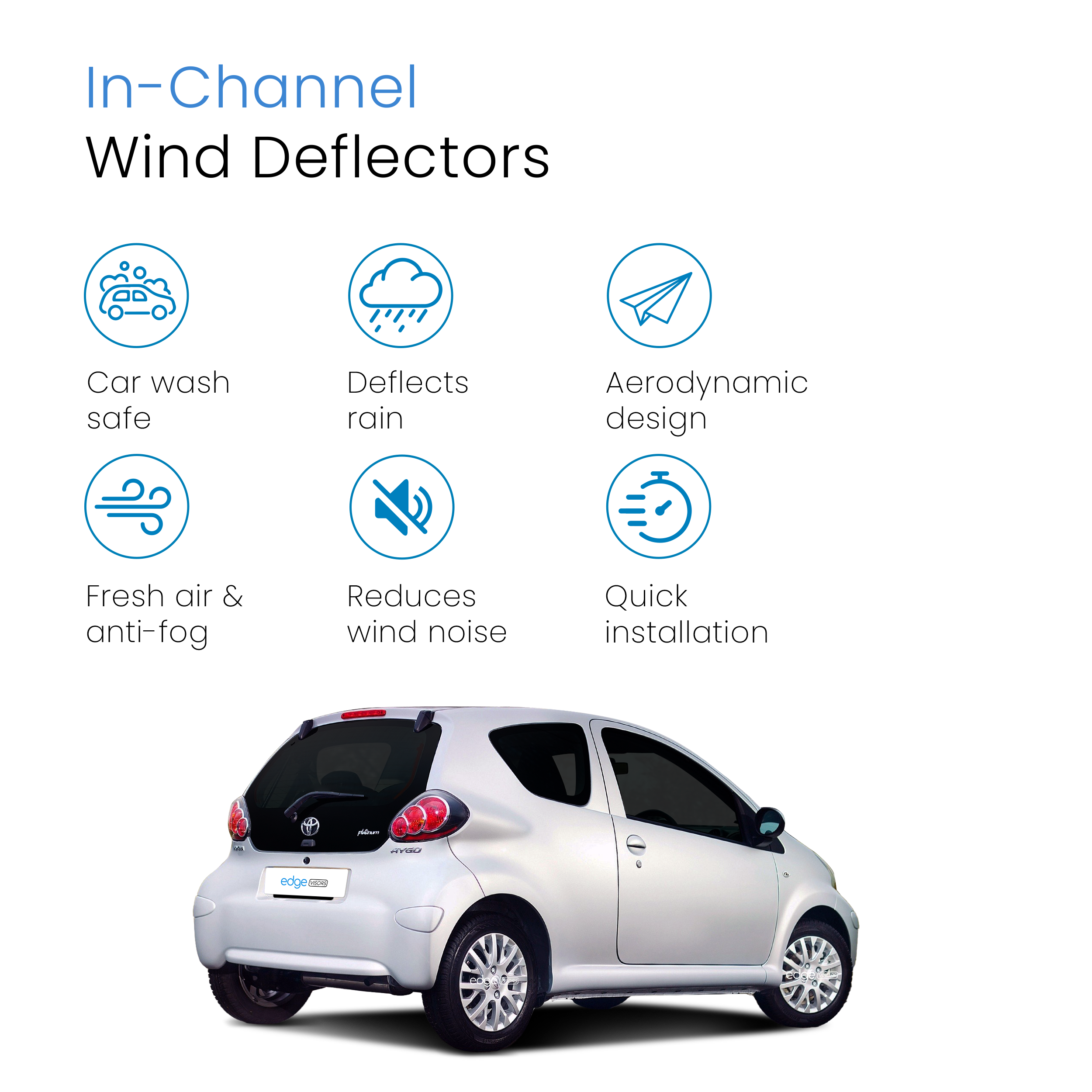 Toyota Aygo MK1 2005-2014 3 Door Hatchback Wind Deflectors 2pc