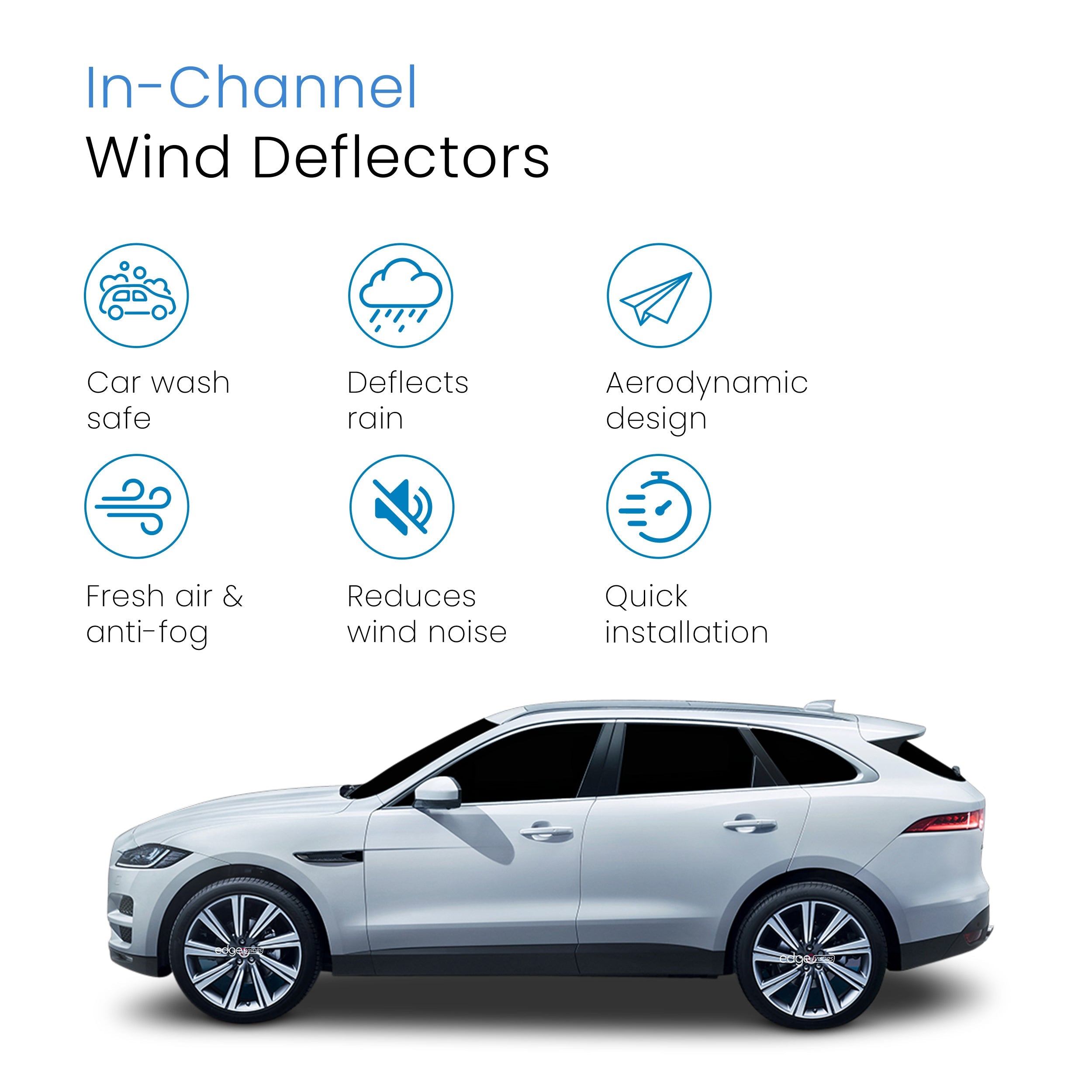 Jaguar F-PACE MK1 2016-Onwards 5 Door SUV Wind Deflectors 4pc
