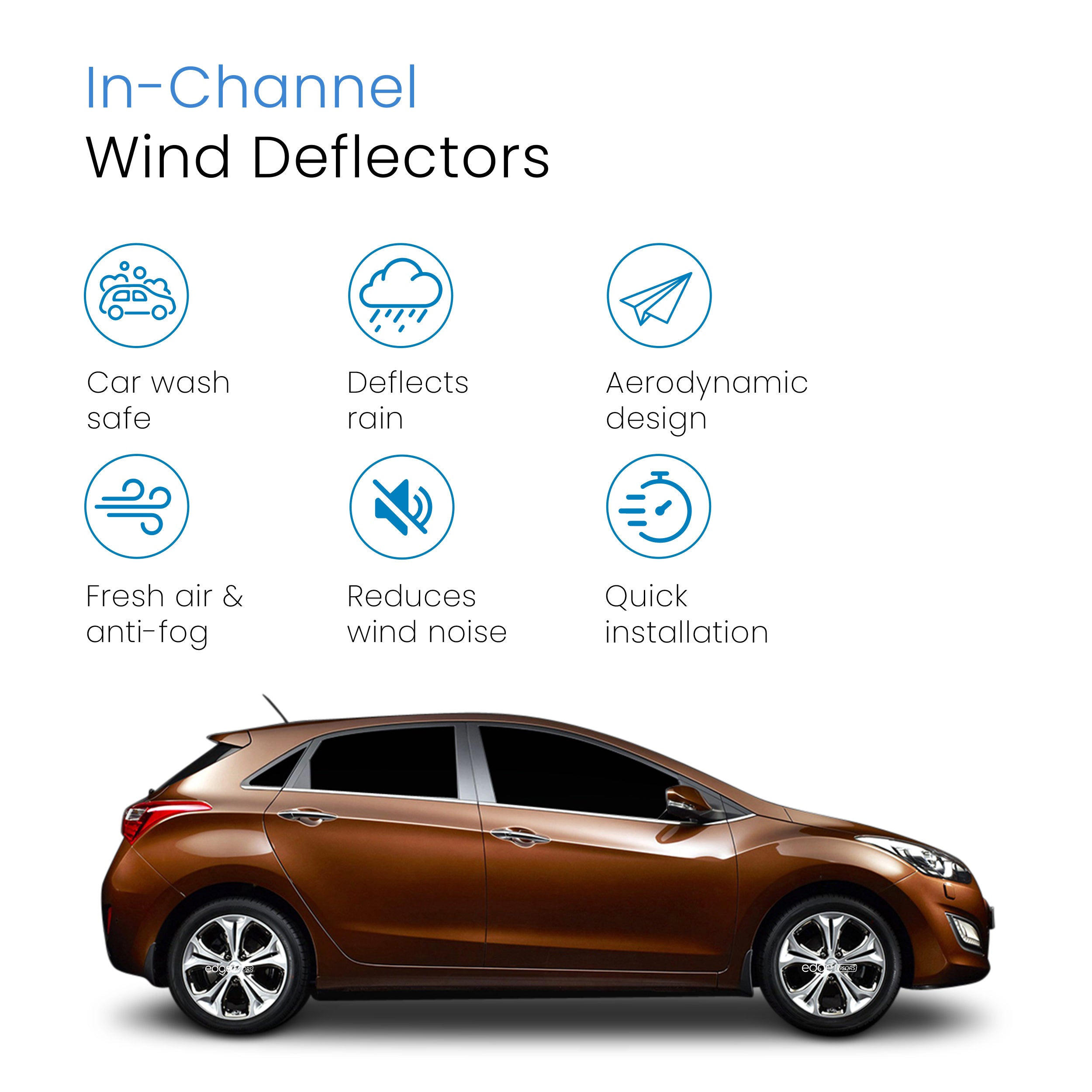 Hyundai i30 MK2 2012-2017 5 Door Hatchback Wind Deflectors 4pc