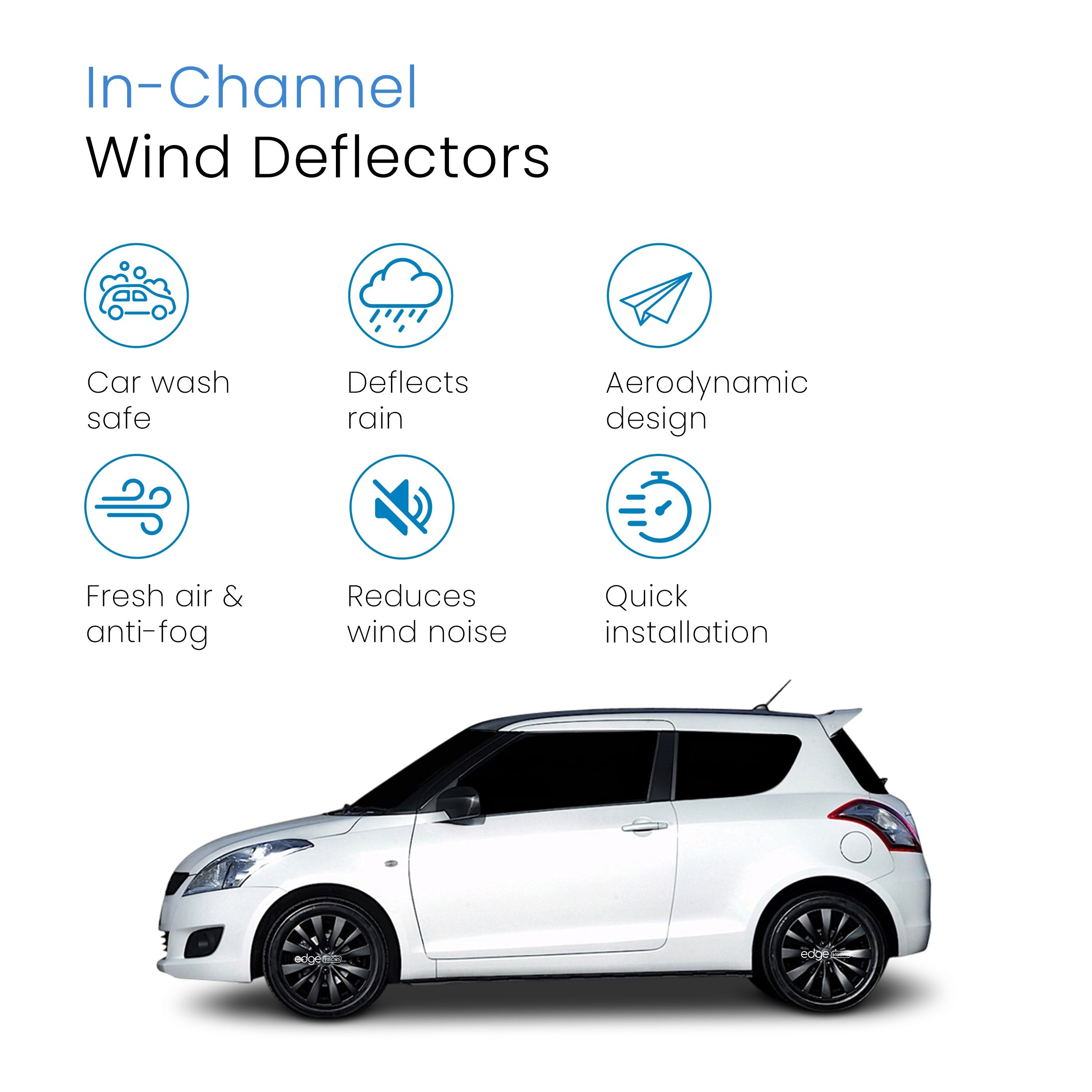 Suzuki Swift MK3 2010-2017 3 Door Hatchback Wind Deflectors 2pc