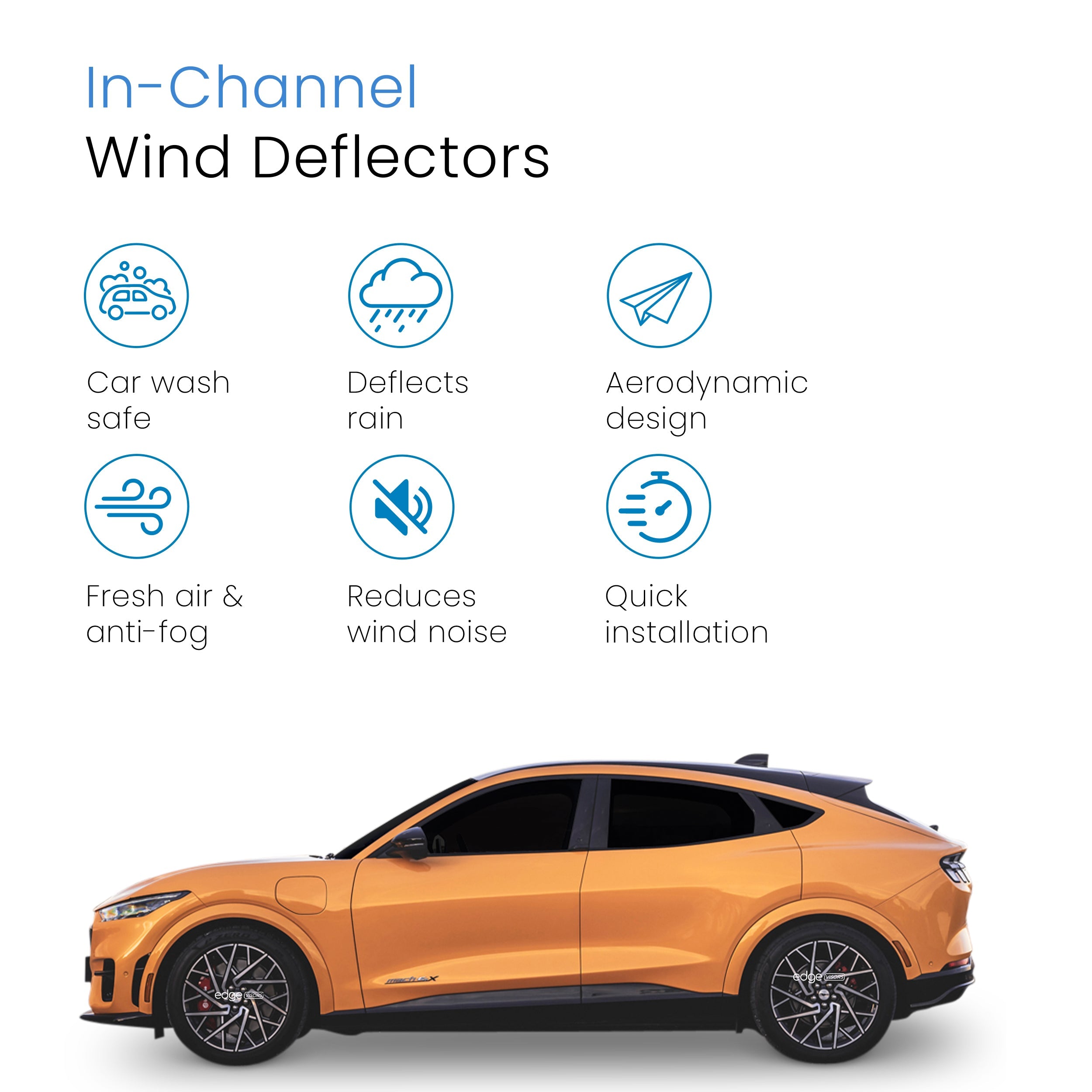 Ford Mustang Mach-E MK1 2020-Onwards 5 Door SUV Wind Deflectors 4pc